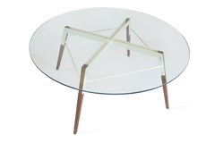 Ross Clear Glass Coffee Table Walnut White