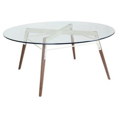 Ross Clear Glass Coffee Table Walnut White