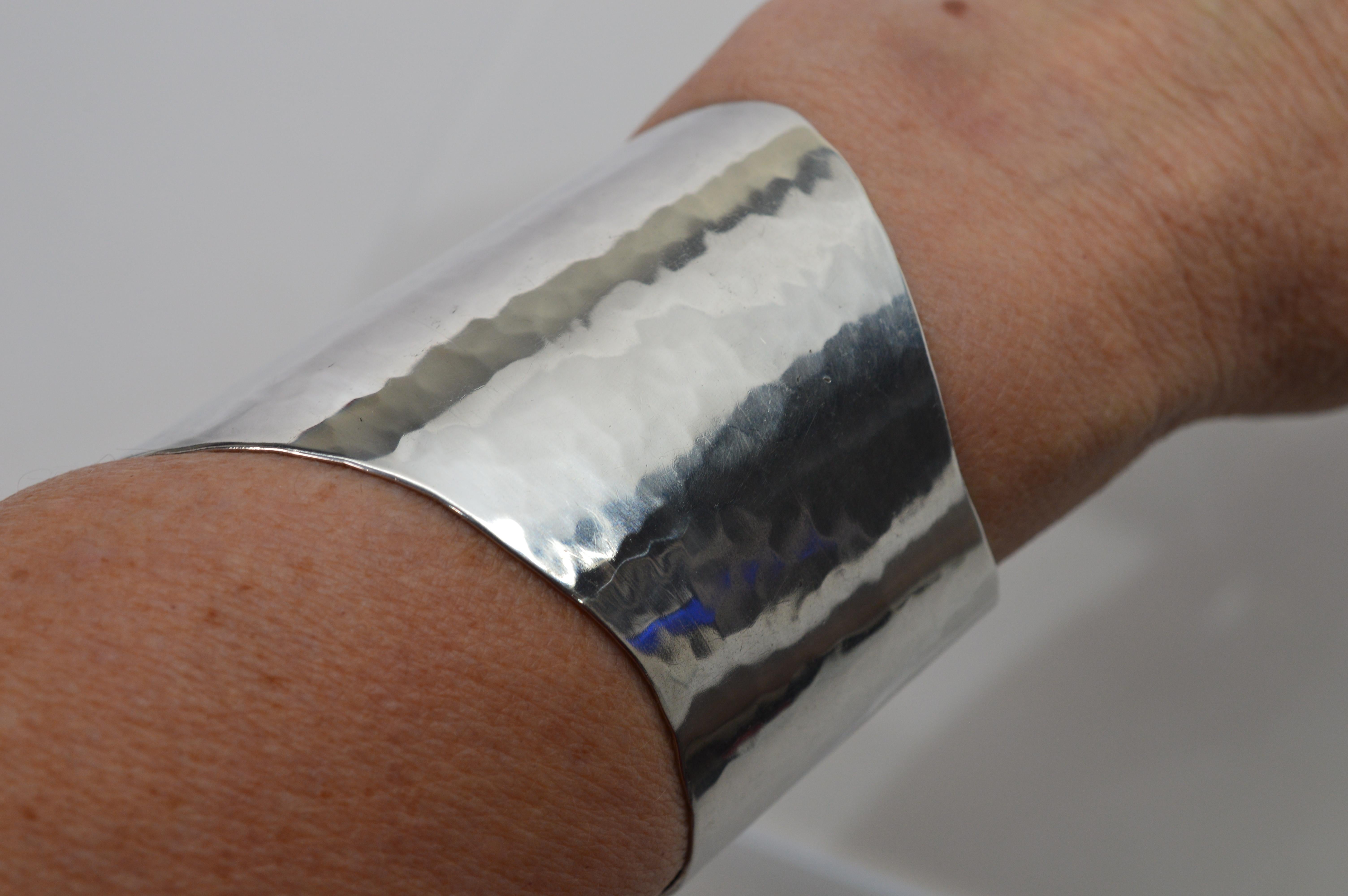 Ross Coppelman Hammered Sterling Silver Wide Cuff Bracelet 4