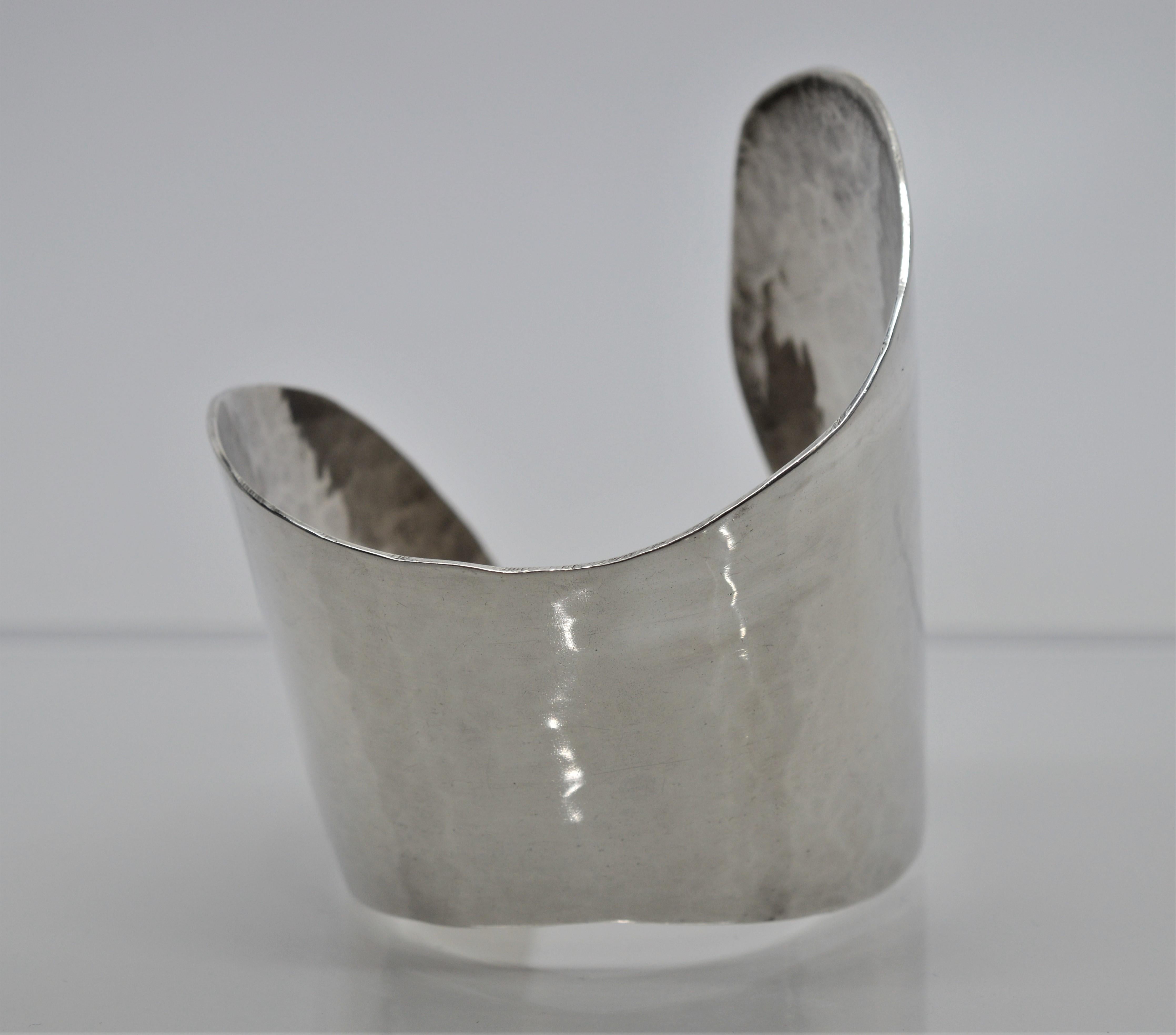 Ross Coppelman Hammered Sterling Silver Wide Cuff Bracelet 5