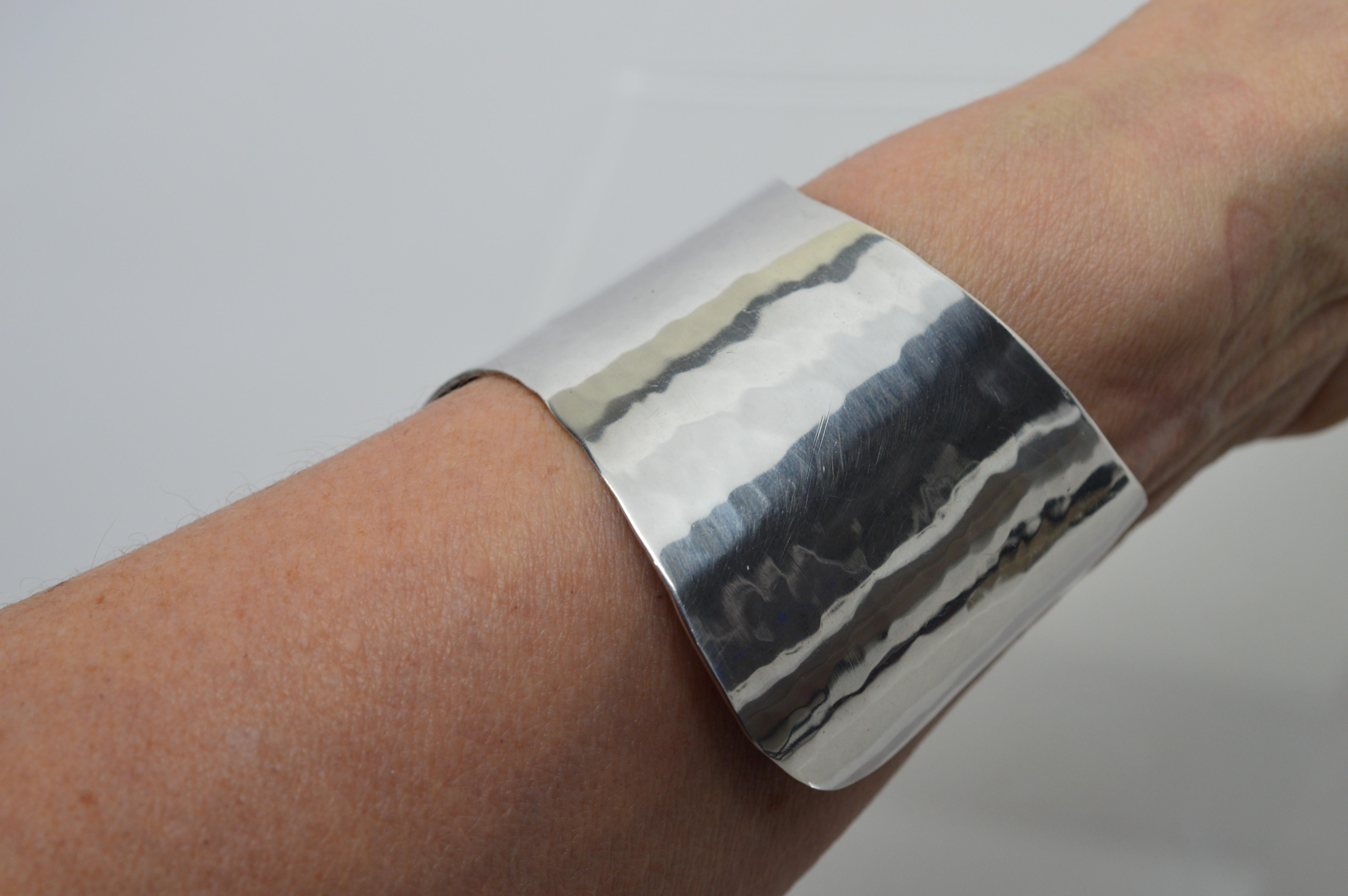 Ross Coppelman Hammered Sterling Silver Wide Cuff Bracelet 2