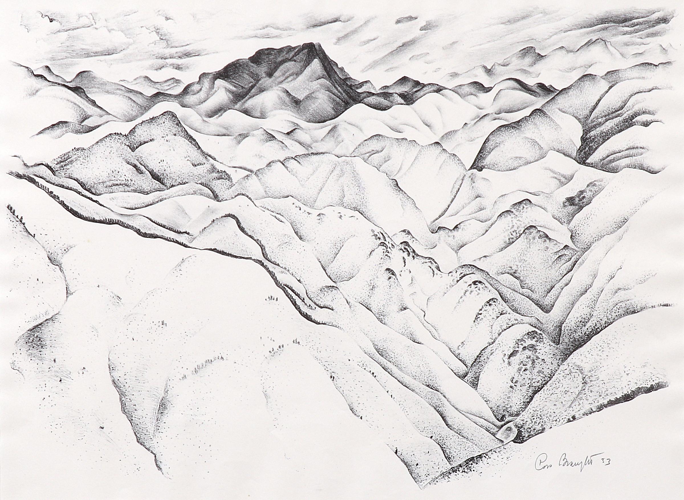 1930er Jahre Colorado Mountain Landschaft Lithographie, Clear Creek Canyon von Ross Braught – Print von Ross Eugene Braught