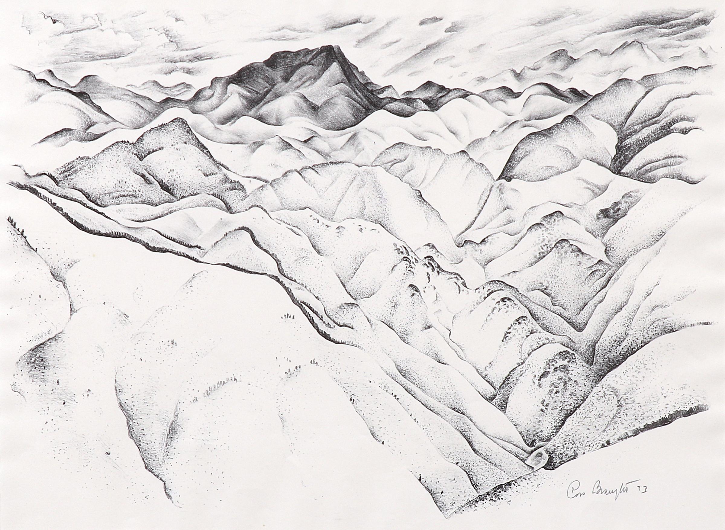 1933 Lithographie d'art américaine, Clear Creek Canyon par Ross Braught, Colorado