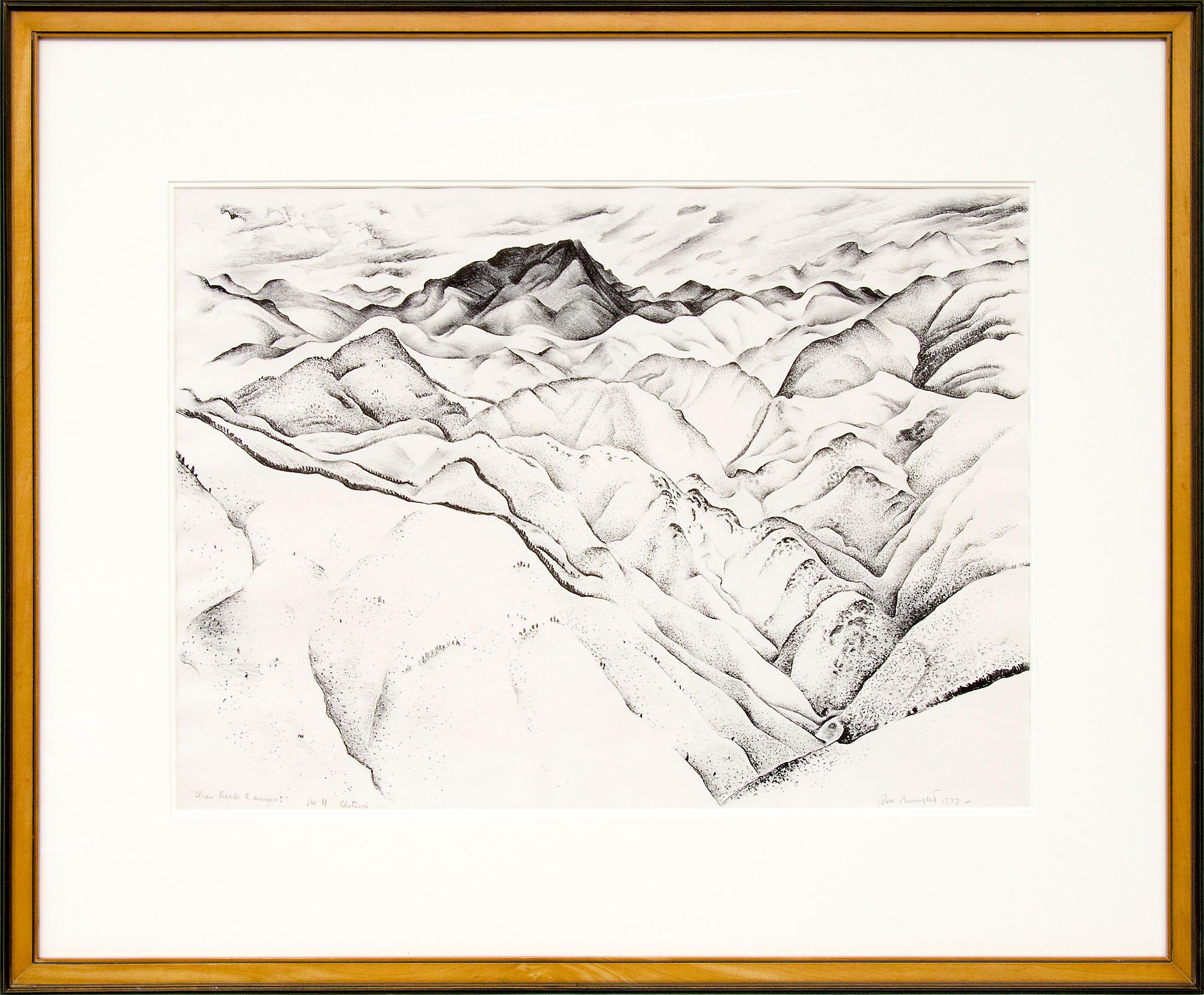 Clear Creek Canyon I (Vintage 1933 Colorado Mountain Landscape, Black & White) - Art by Ross Eugene Braught