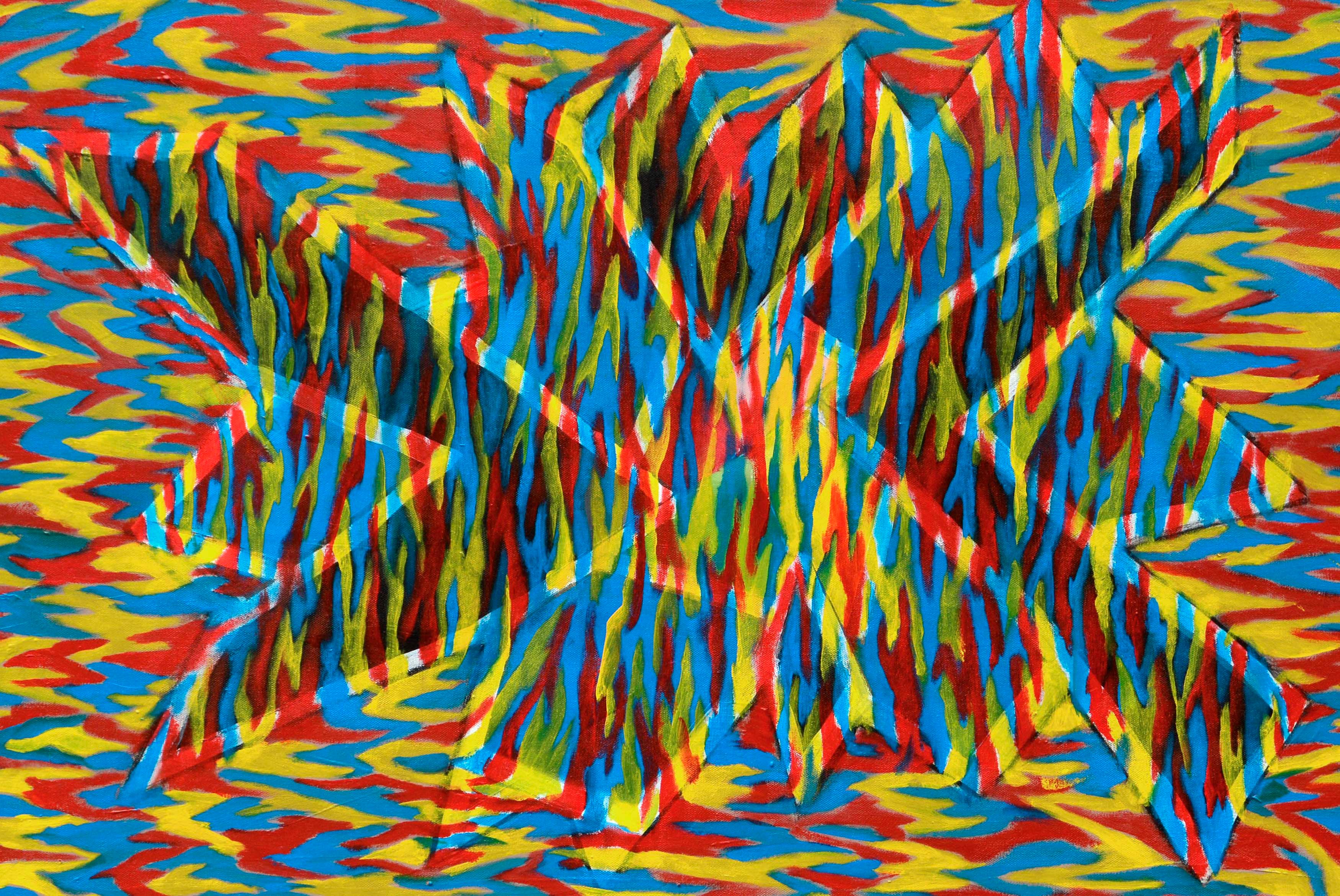 Astratto geometrico primario dinamico - Painting di Ross H. Pollette