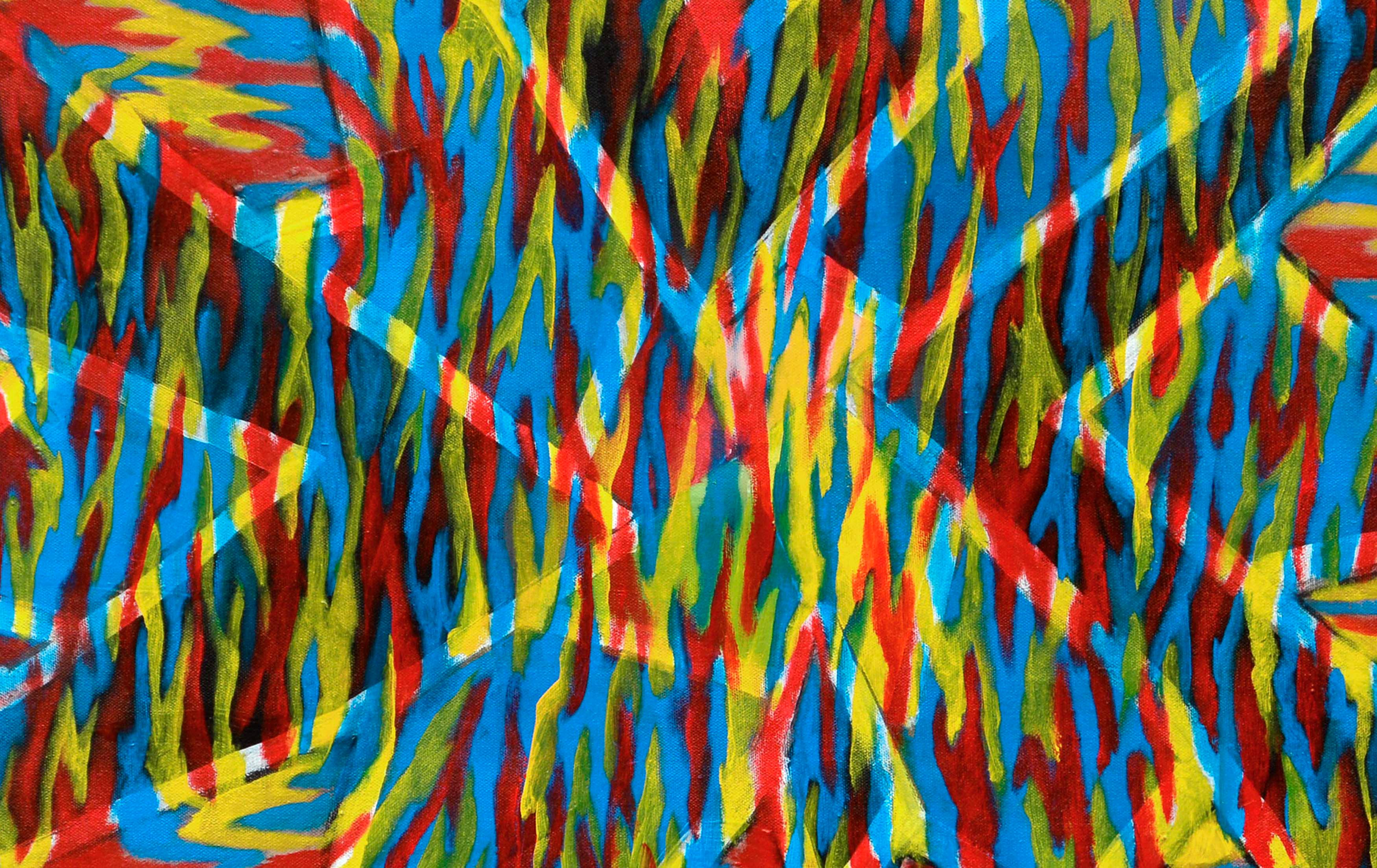 Astratto geometrico primario dinamico - Painting Espressionismo astratto di Ross H. Pollette