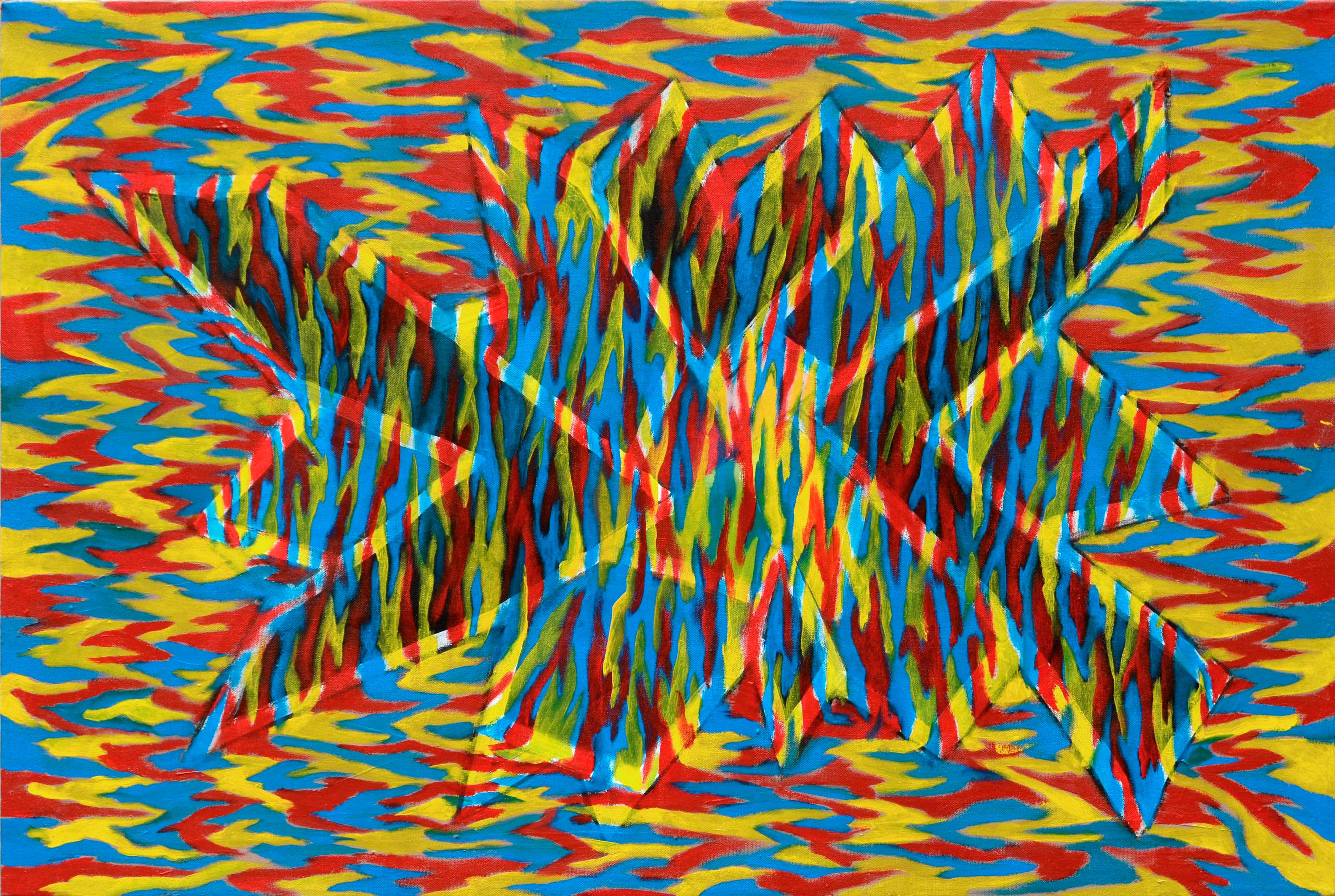 Interior Painting di Ross H. Pollette - Astratto geometrico primario dinamico