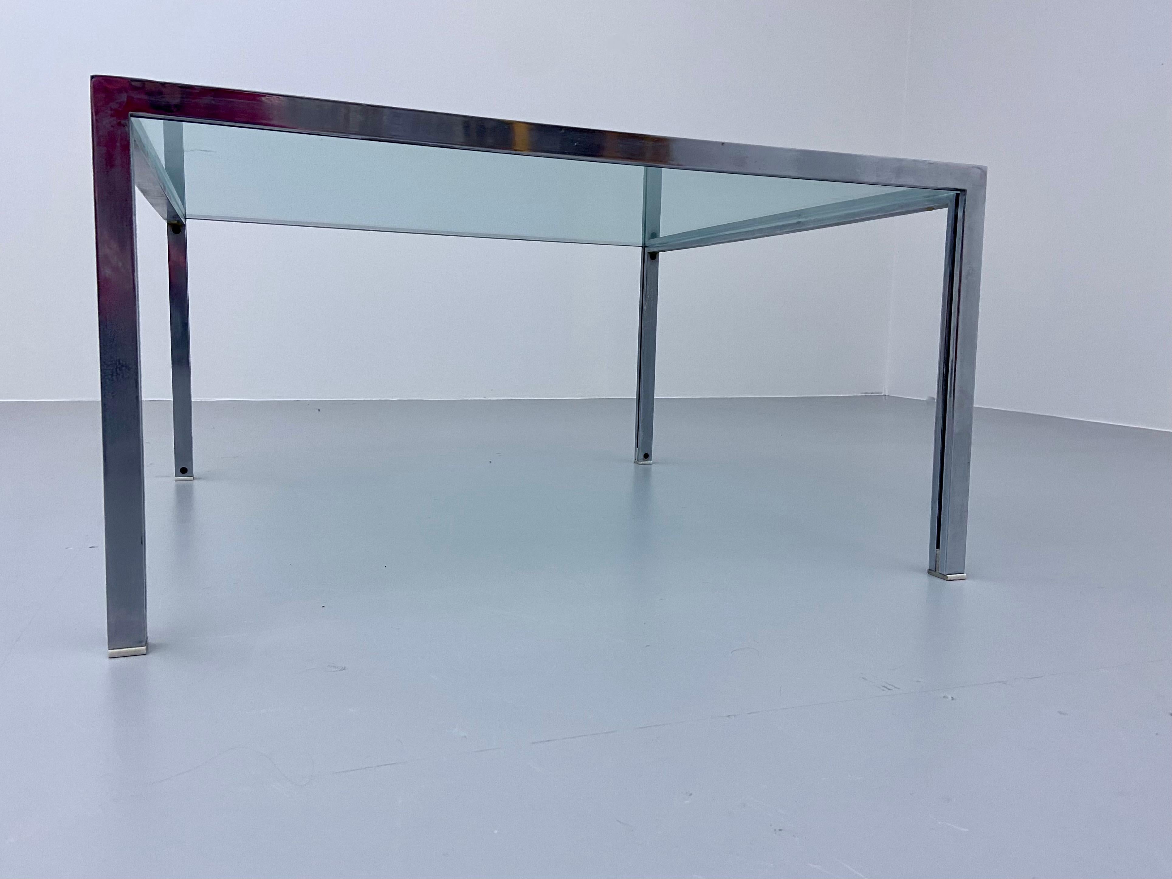 Mid-Century Modern  Ross Littel 'Luar' Coffee Table in Glass and Metal for Icf Padova, Italy 1970's For Sale