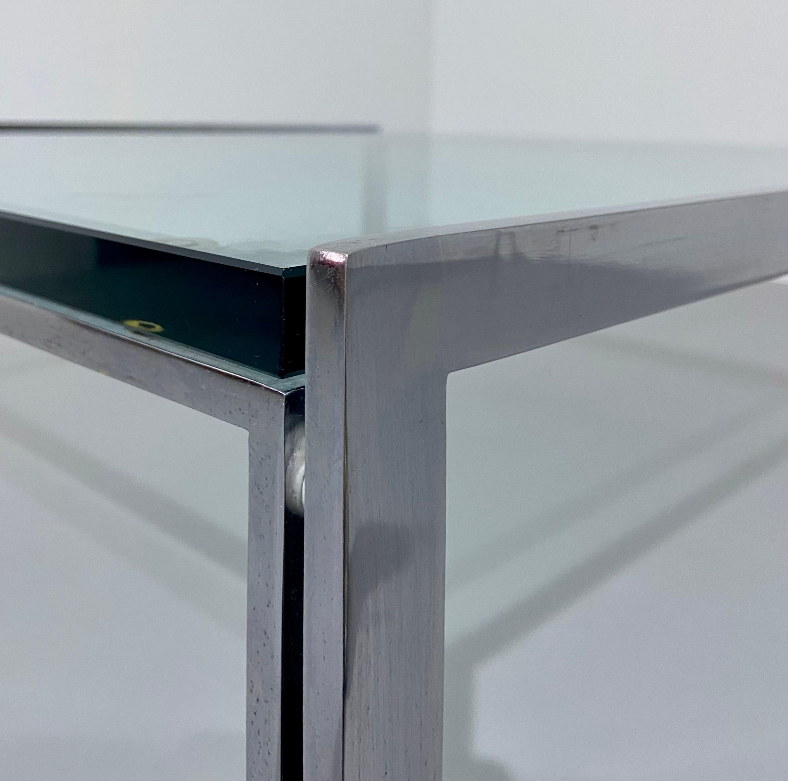 Italian  Ross Littel 'Luar' Coffee Table in Glass and Metal for Icf Padova, Italy 1970's For Sale
