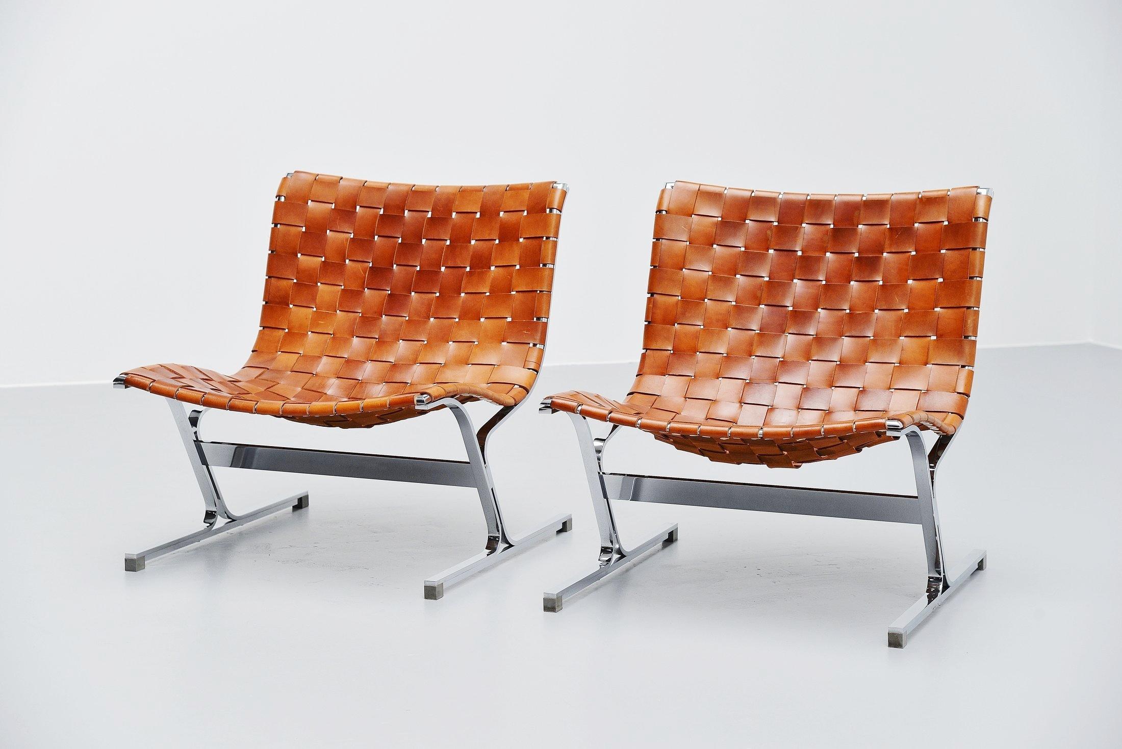 Ross Littel Luar Lounge Chair Pair of Cognac ICF Padova, Italy, 1965 In Good Condition In Roosendaal, Noord Brabant