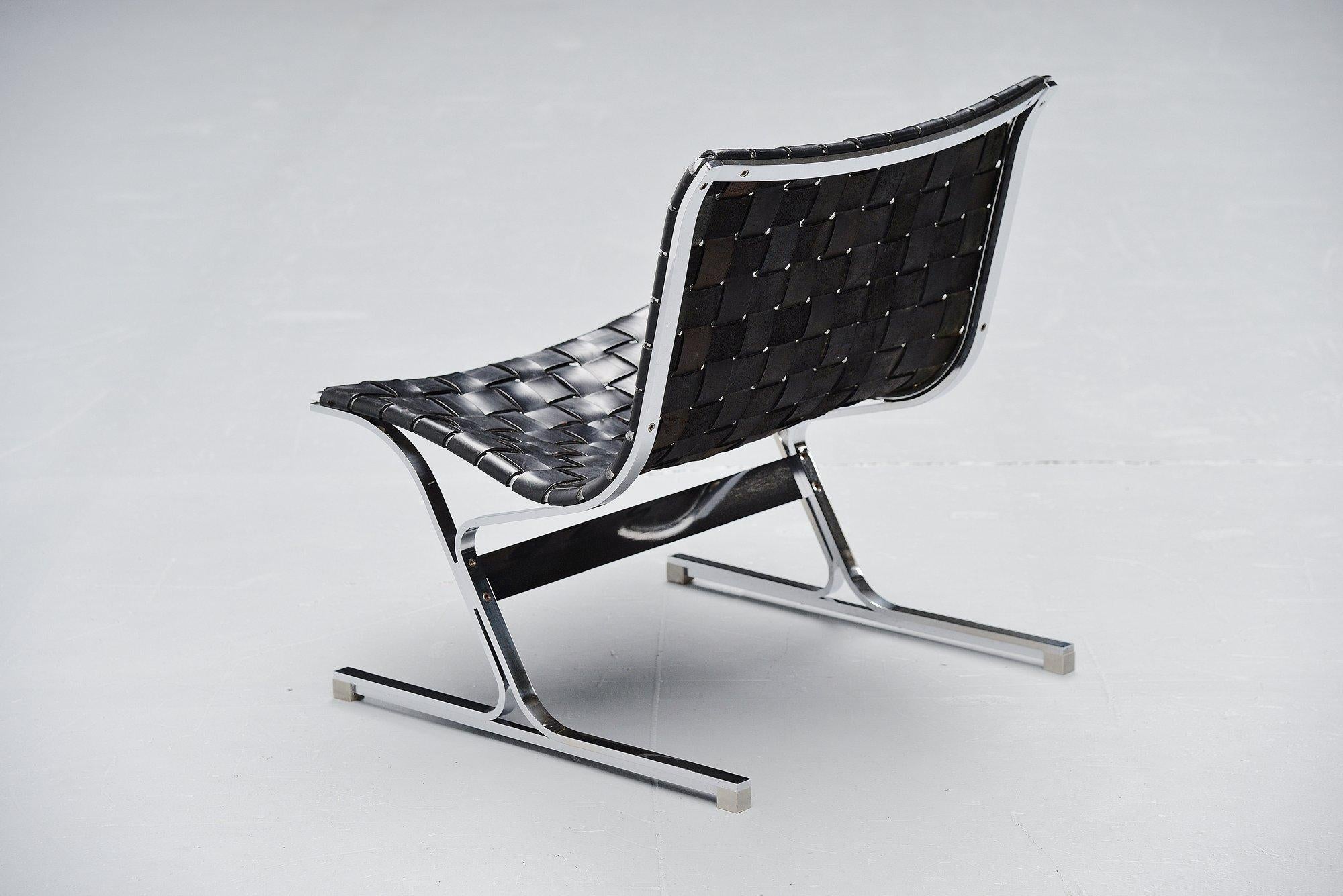 Plated Ross Littel Luar Lounge Chair Pair ICF de Padova, Italy, 1965