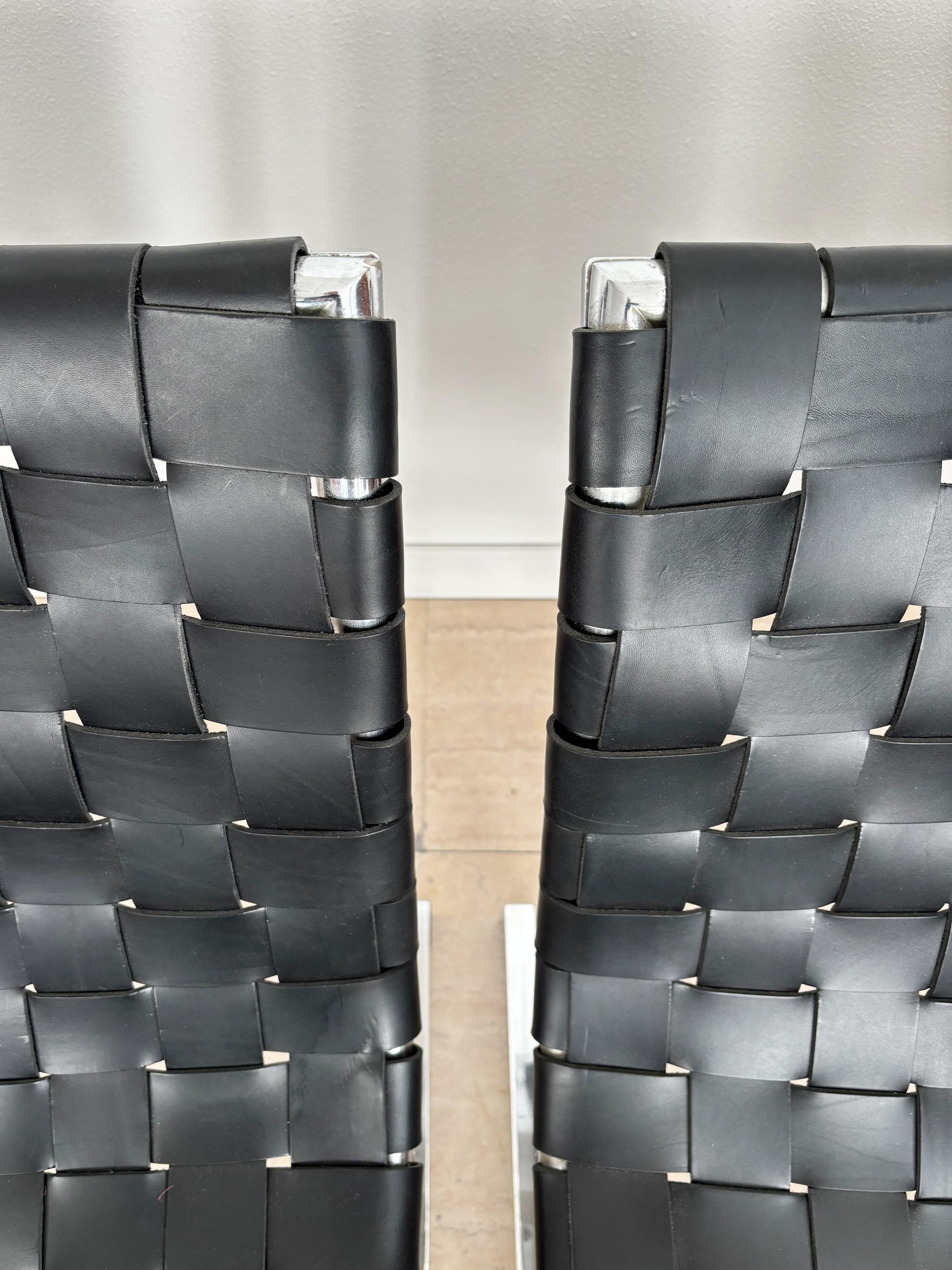 Ross Littell for ICF Italian Midcentury Metal Leather Armchairs model LUAR 1965 For Sale 9