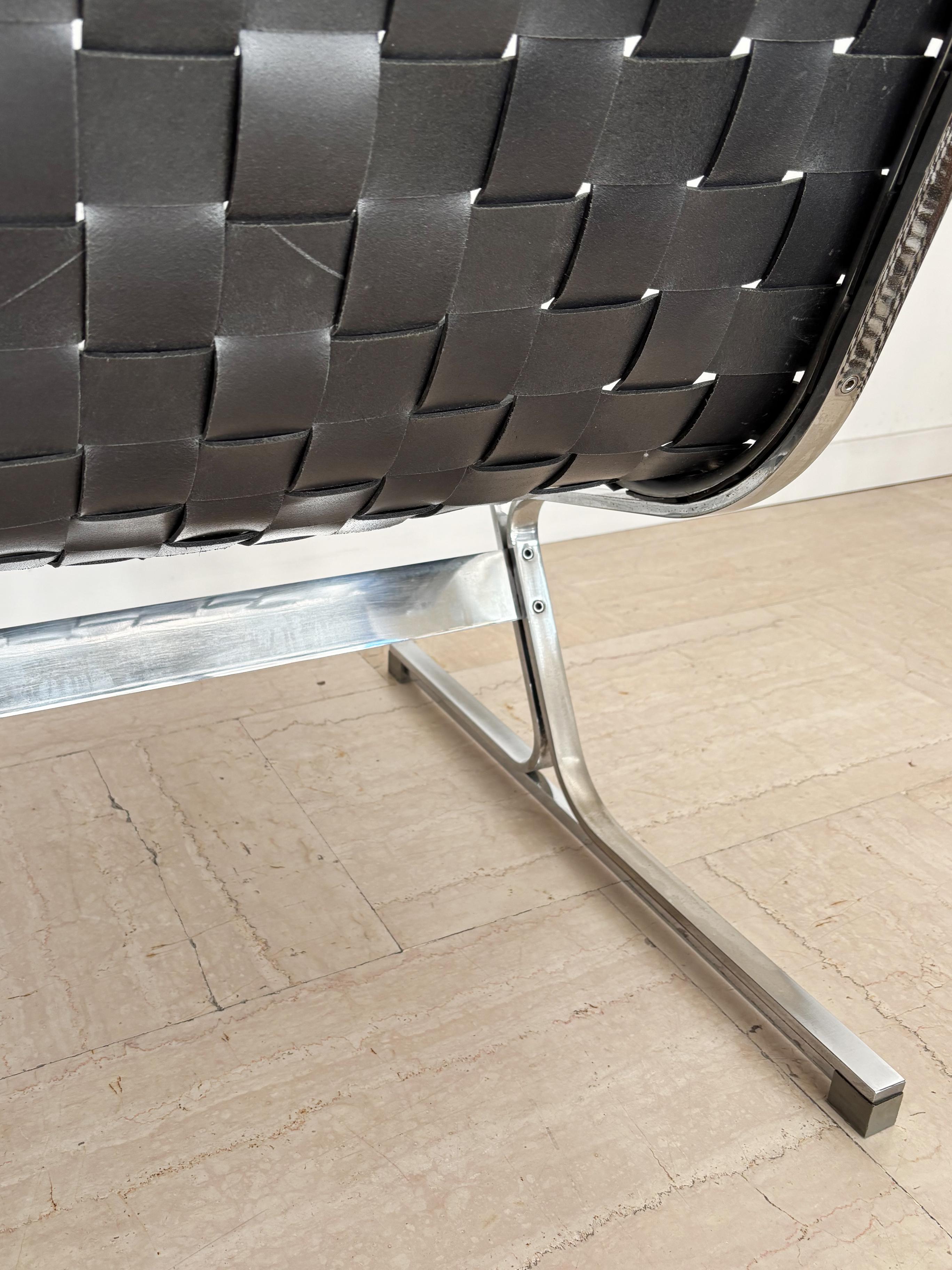 Ross Littell for ICF Italian Midcentury Metal Leather Armchairs model LUAR 1965 For Sale 13