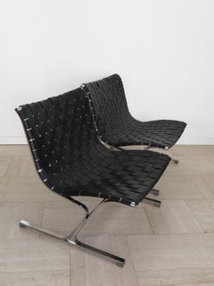 Ross Littell für ICF Italienische Metallledersessel aus der Mitte des Jahrhunderts, Modell LUAR 1965