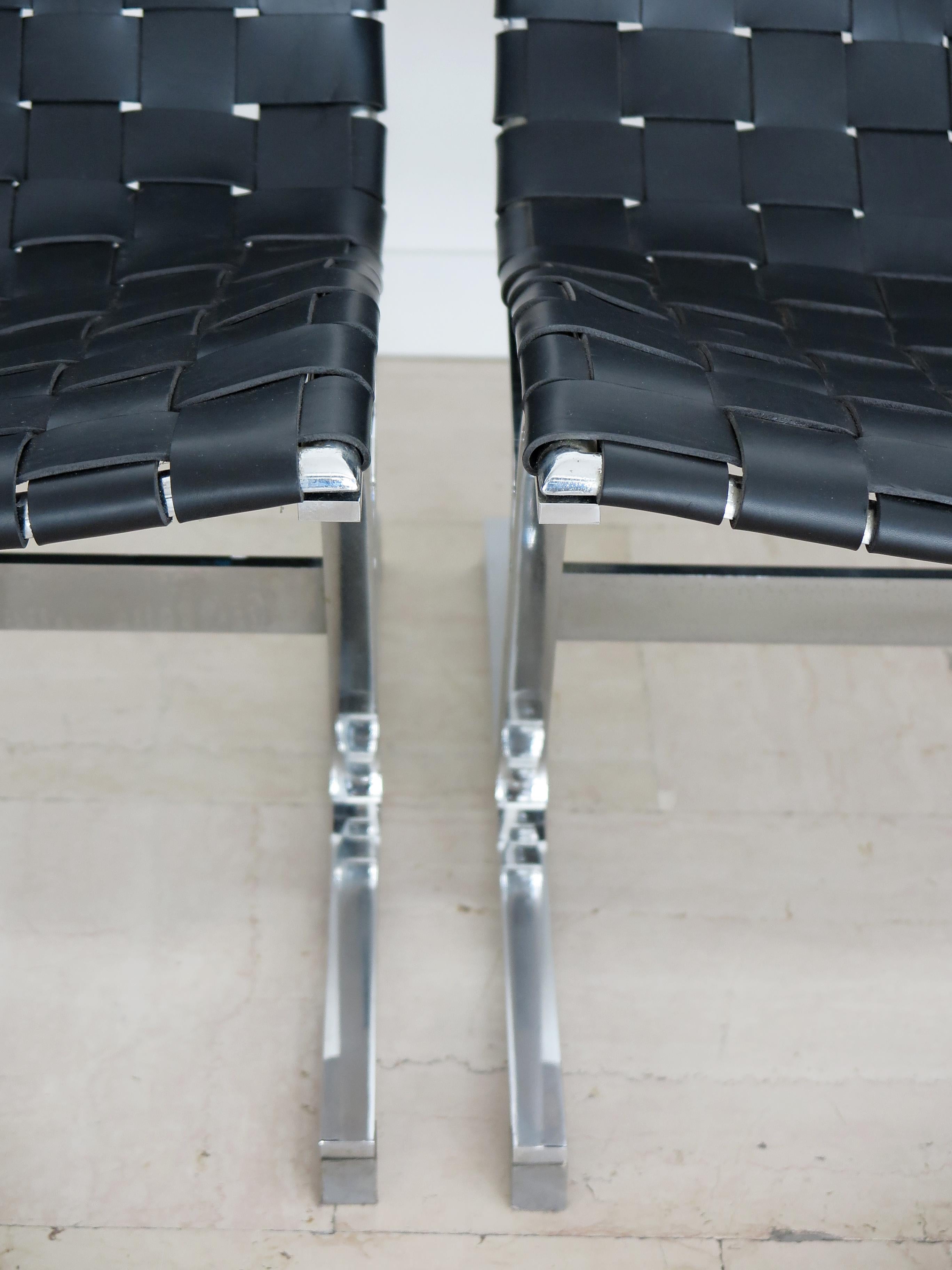 Ross Littell for ICF Italian Midcentury Metal Leather Armchairs model LUAR 1965 For Sale 2