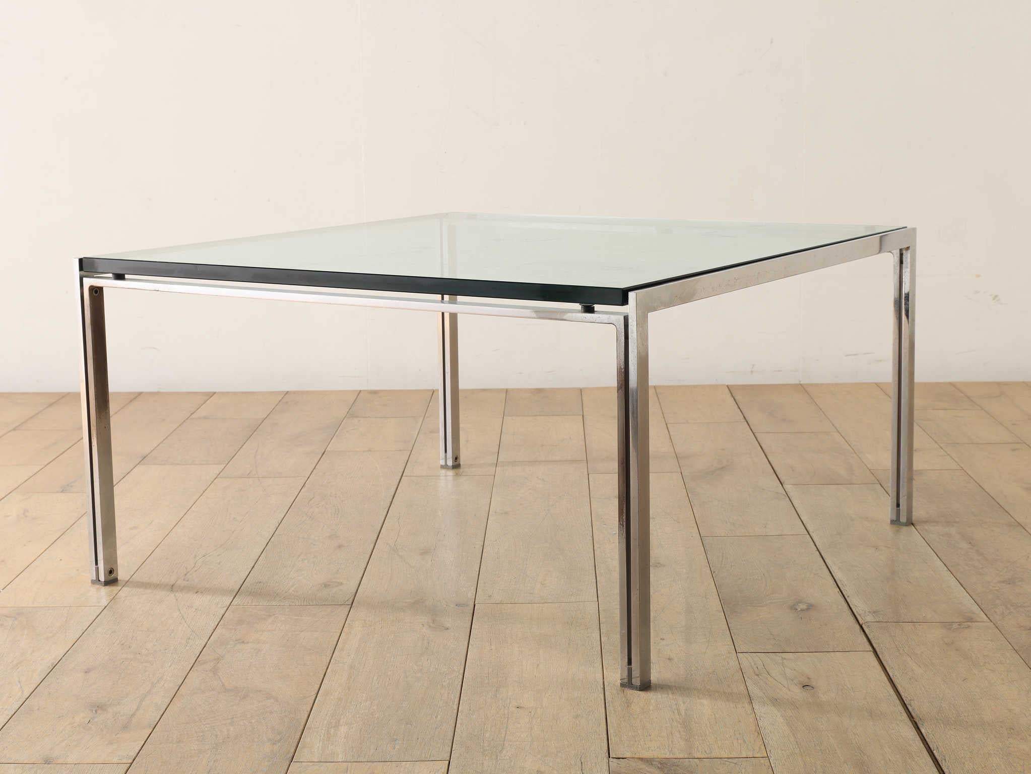 Ross Littell Glass Top Coffee Table 1970's For Sale 1