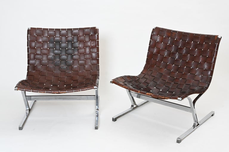 Ross Littell Leather and Steel Chairs, C1965 For Sale 4