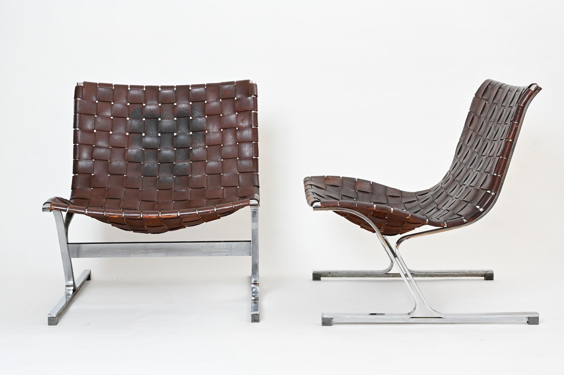 Ross Littell Leather and Steel Chairs, C1965 5