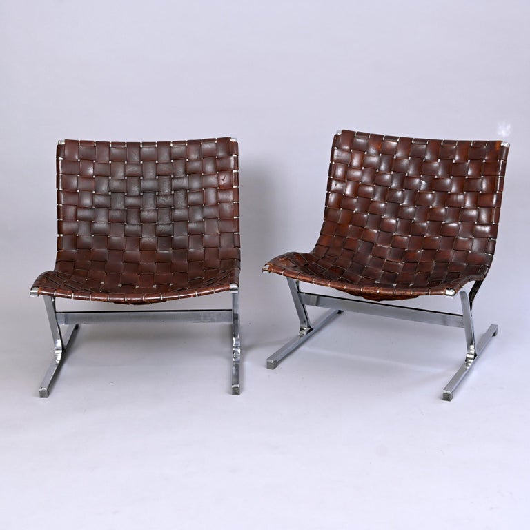 Ross Littell Leather and Steel Chairs, C1965 In Good Condition For Sale In London, GB