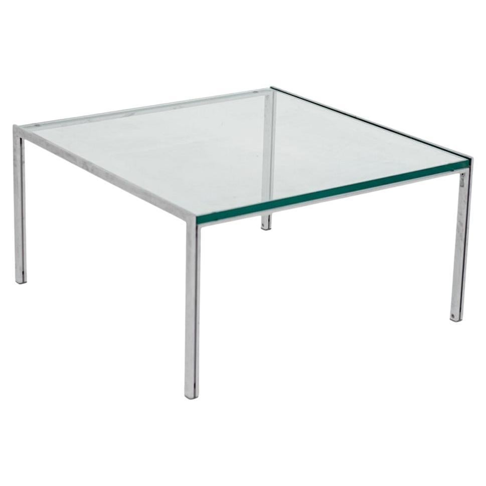 Ross Littell 'Luar' Knoll Design Mesa baja de cristal cromado ICF
