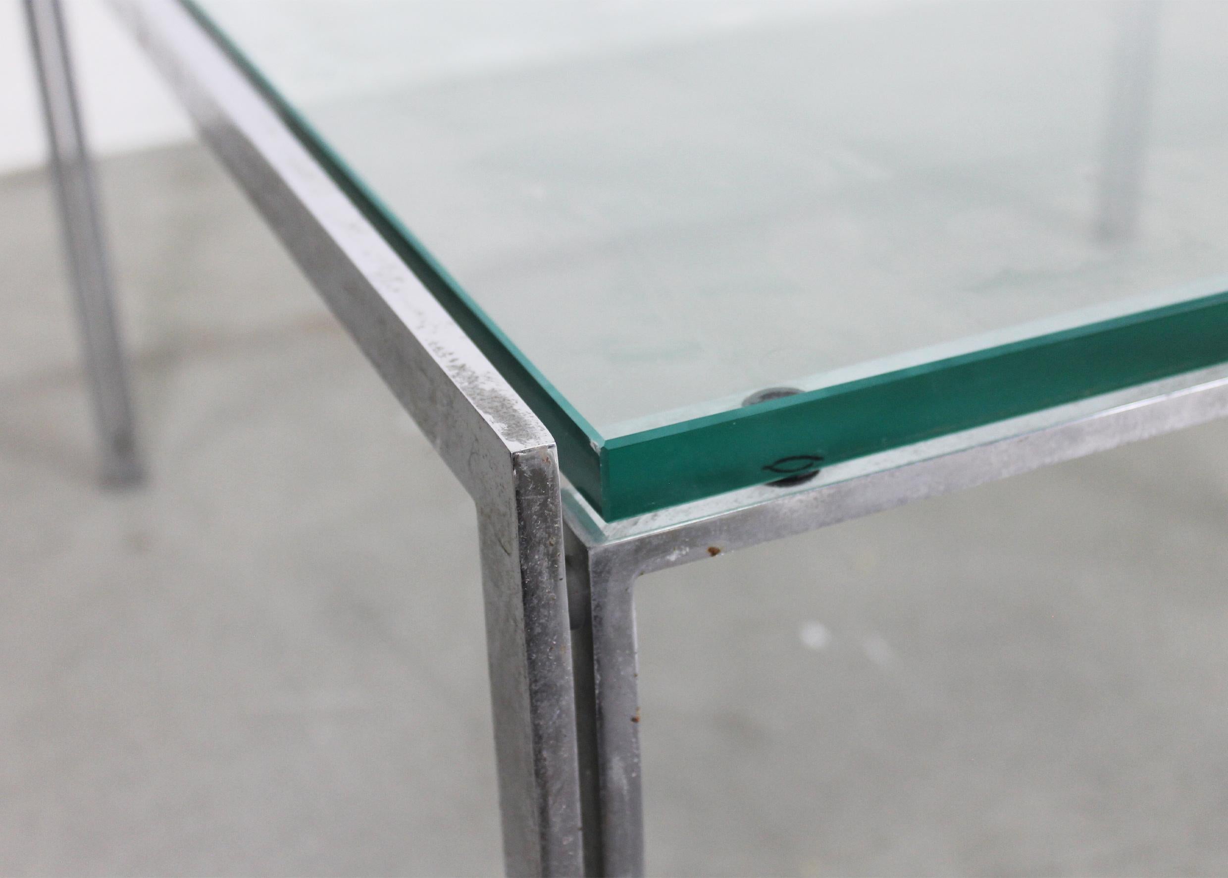 Post-Modern Ross Littell Luar Low Table in Steel and Glass by IFC 1970s For Sale