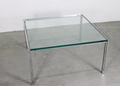 Mesa baja Ross Littell Luar de acero y cristal por IFC Años 70