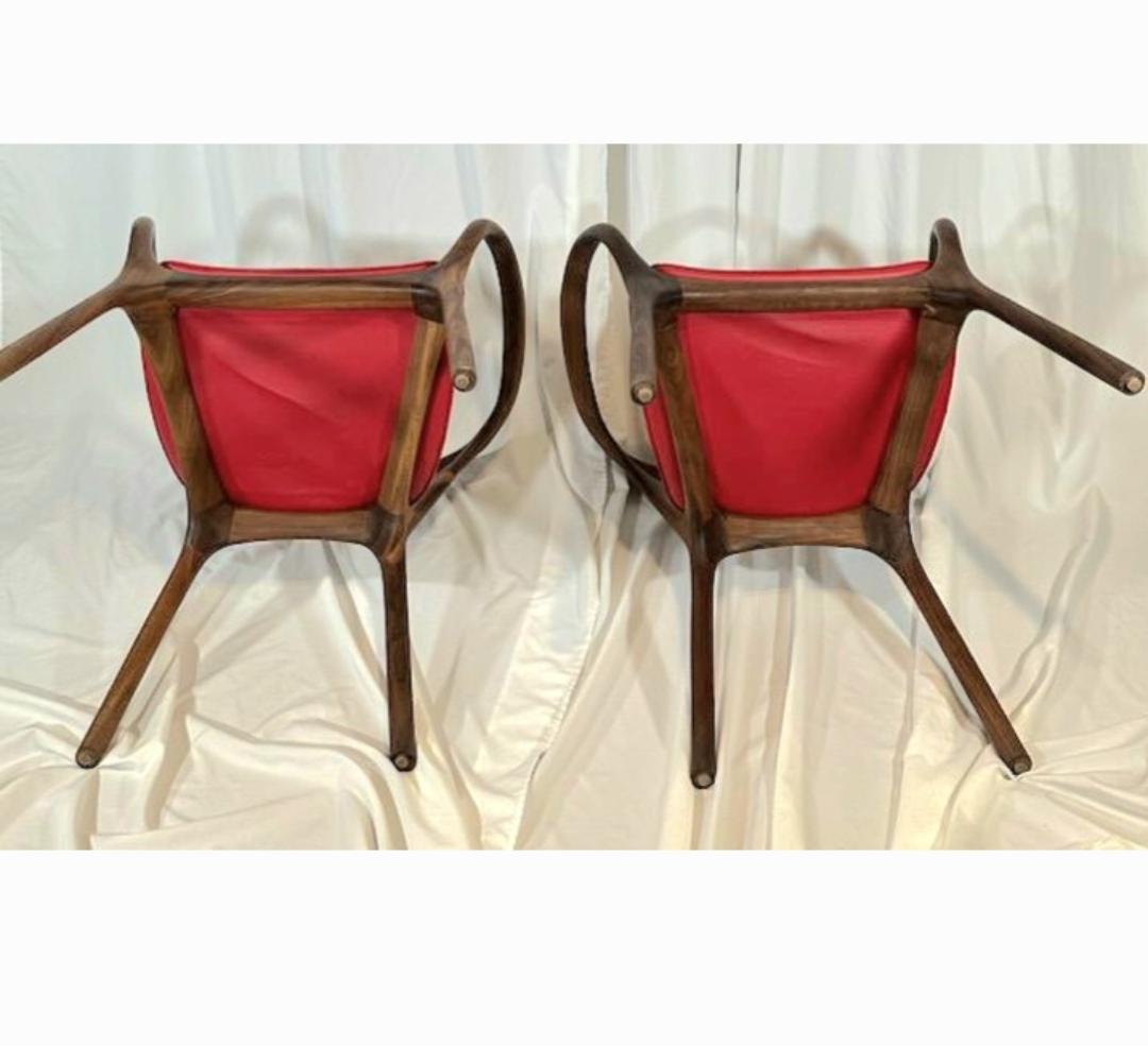 Ross Lovegrove for Bernhardt Walnut and Leather Anne Chairs, a Pair  For Sale 1