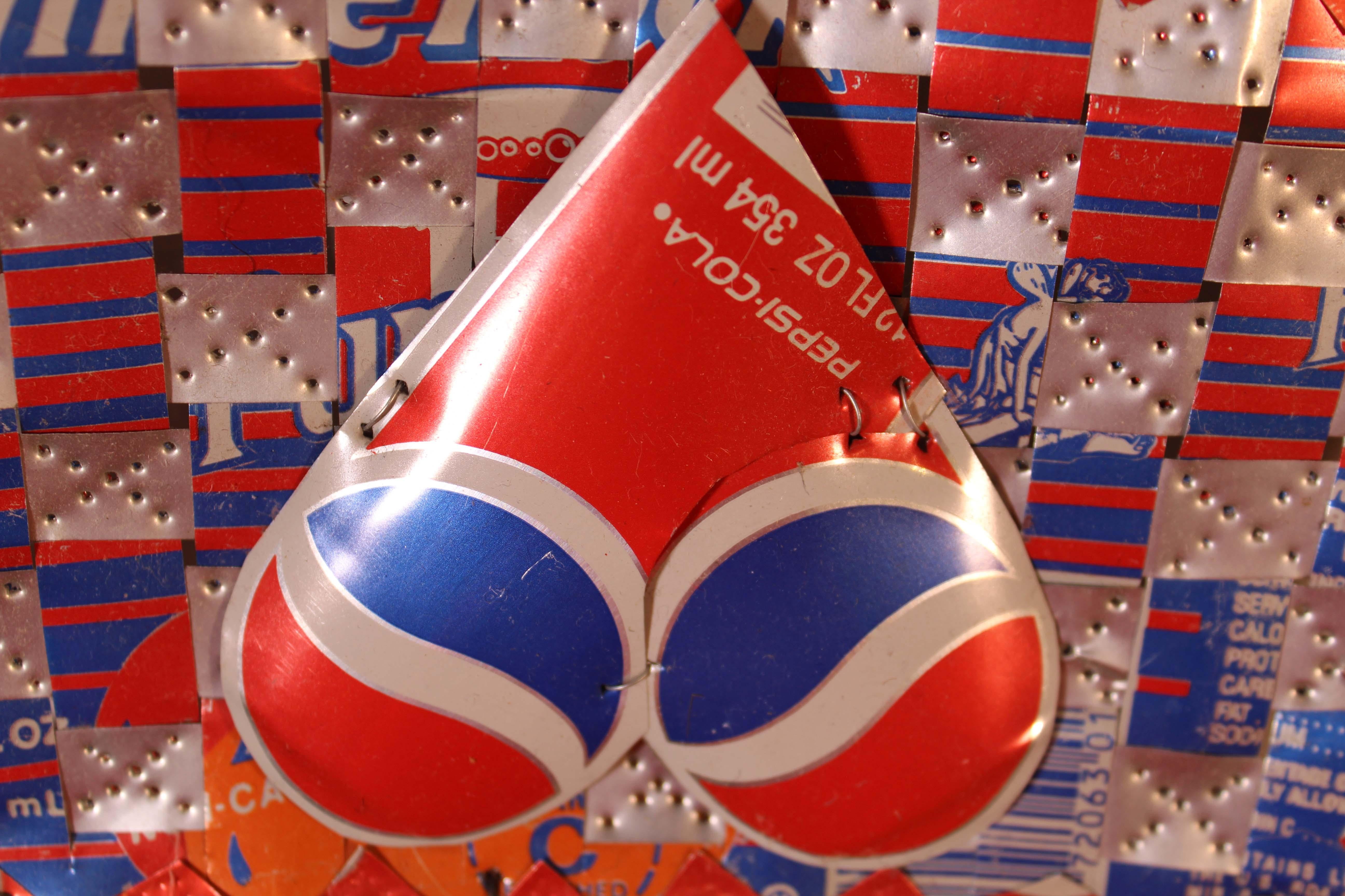 Late 20th Century Ross Palmer Beecher Pepsi Hawaiian Punch Contemporary Found Art Quilt Sculpture