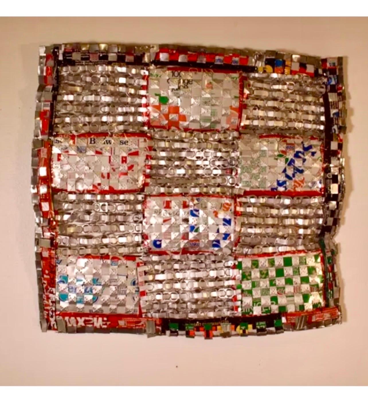 Abstract Red Blue Folk Art Americana Flag Can Tapestry Quilt Ross Palmer Beecher For Sale 4