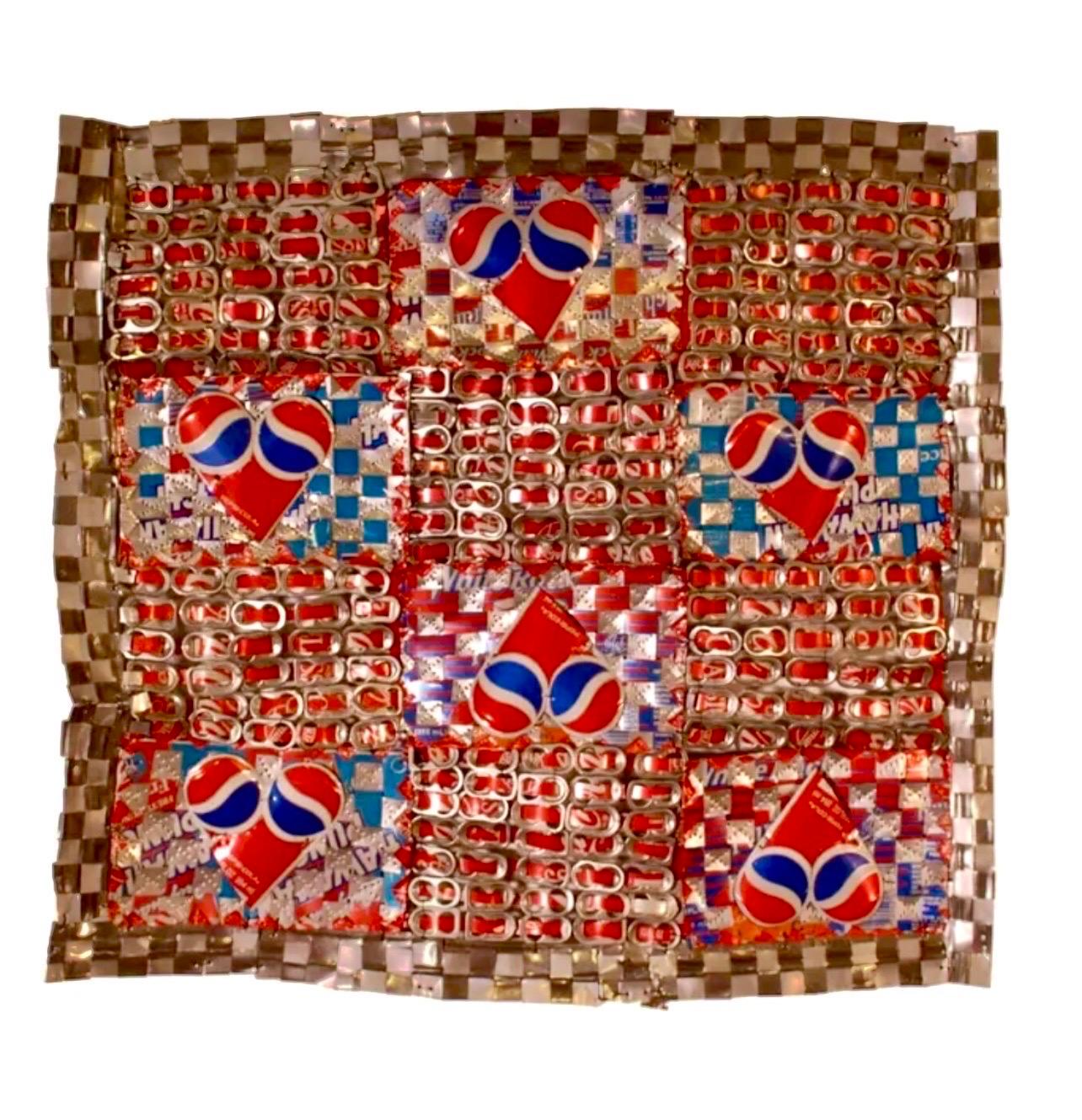 Abstract Red Blue Folk Art Americana Flag Can Tapestry Quilt Ross Palmer Beecher For Sale 2