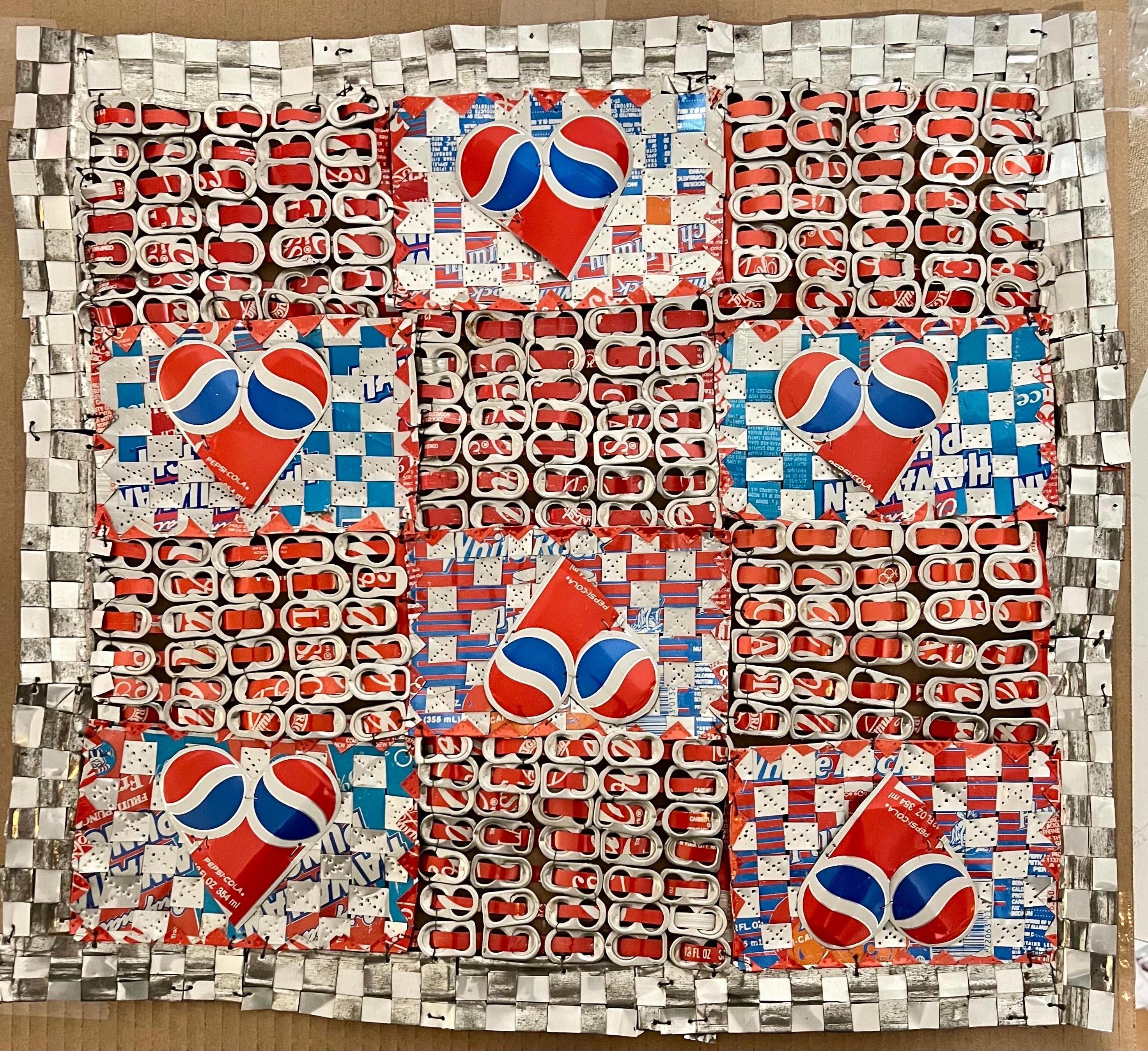 Abstract Red Blue Folk Art Americana Flag Can Tapestry Quilt Ross Palmer Beecher For Sale 1