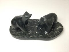 Ross Parkinson Eskimo Inuit Stone Art Sculpture of 2 Bears