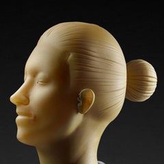 FEMALE BUST WITH PLINTH - hand-blown glass sculpture of woman