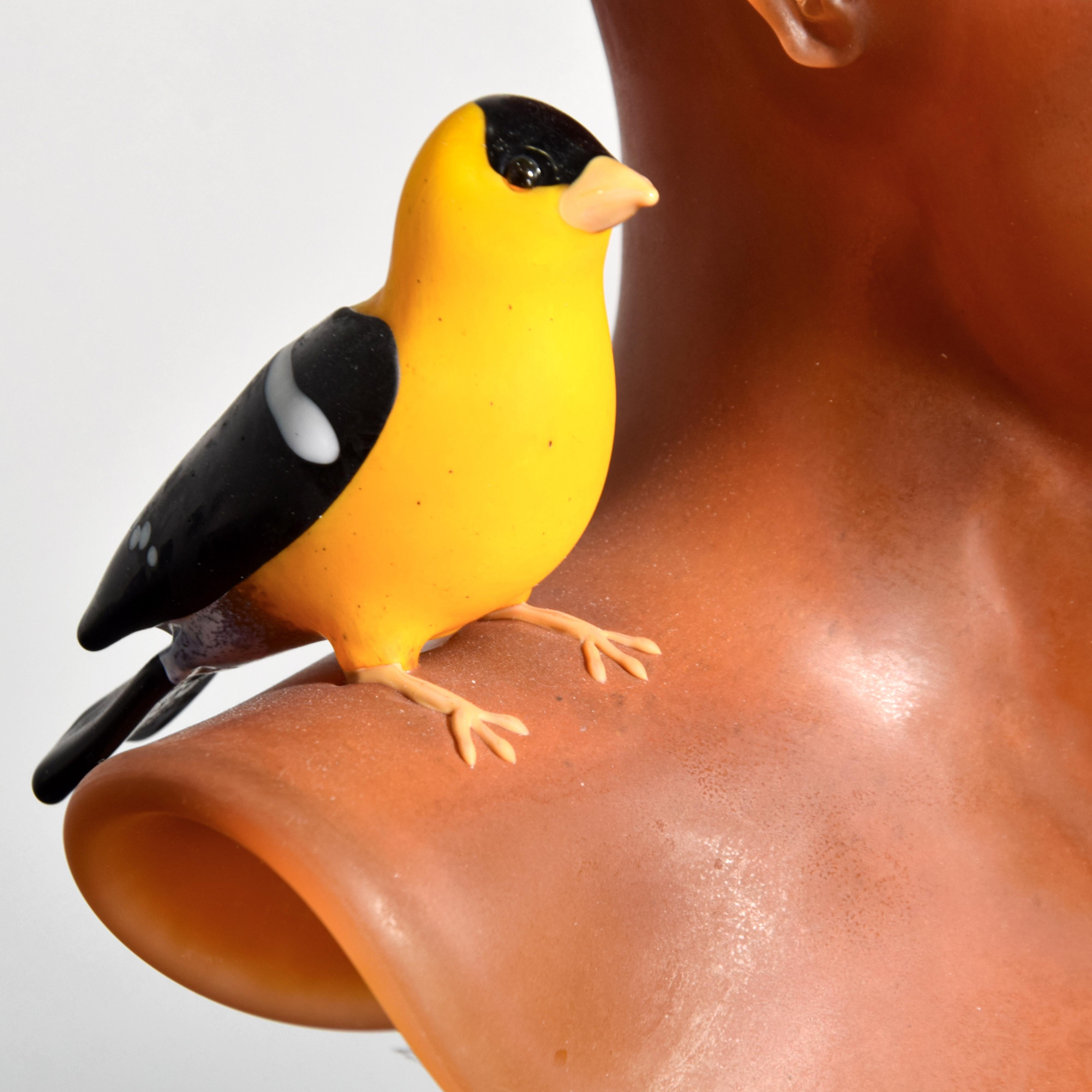 Ross Richmond Glass Bust & Bird / Sculpture For Sale 5