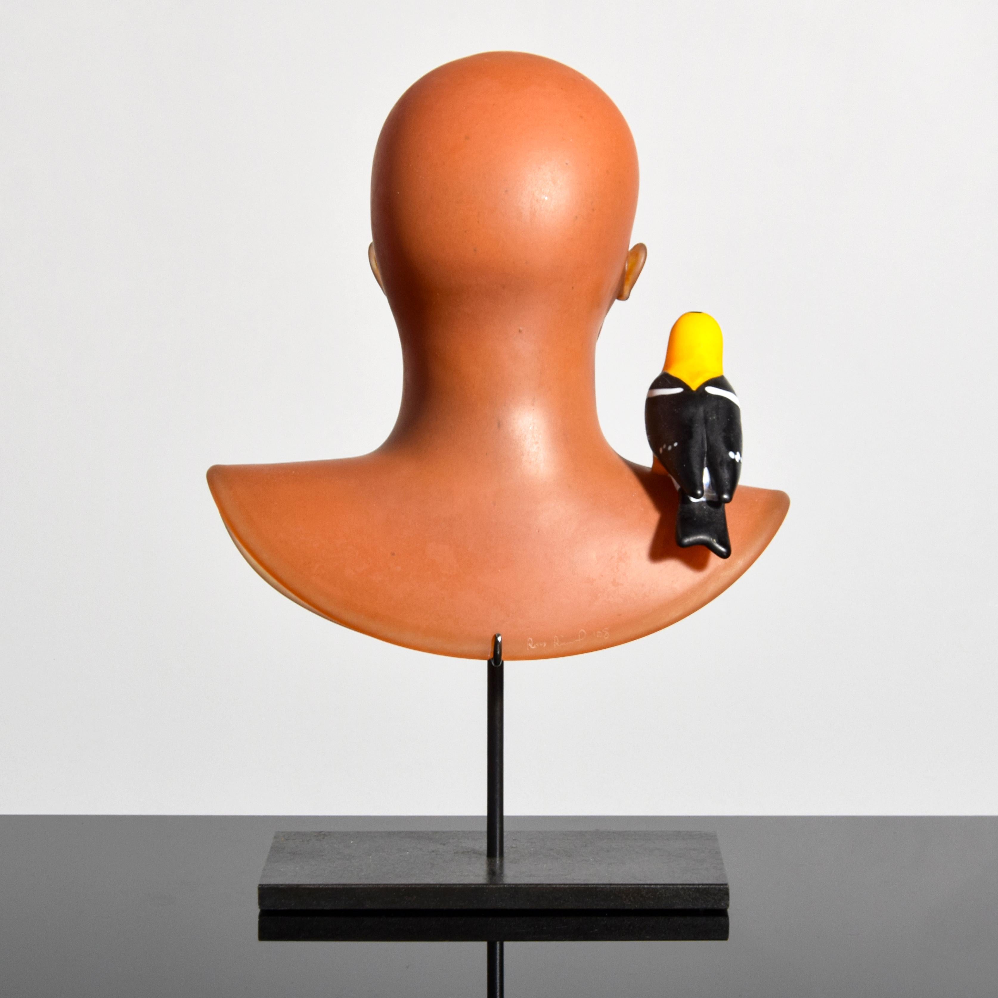 Busto de cristal y Bird Ross Richmond / Escultura en venta 6
