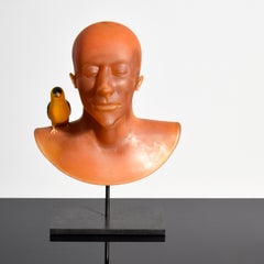Busto e uccello in vetro di Ross Richmond / Scultura