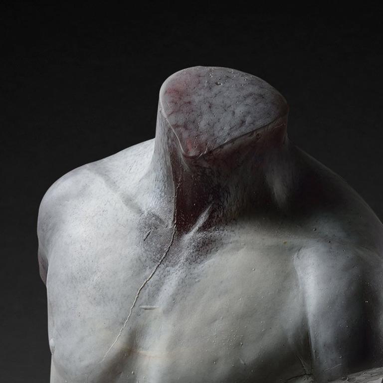 TORSO #1 - hand-blown, one of a kind glass sculpture of male human figure - Sculpture by Ross Richmond