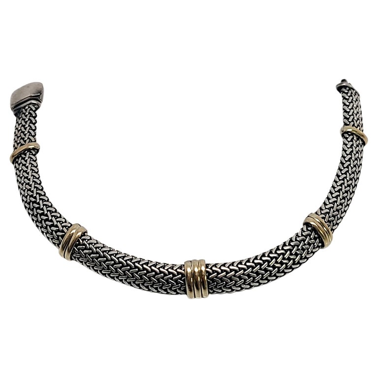 RossSimons Sterling Silver 18K Yellow Bonded Gold Woven Bracelet at