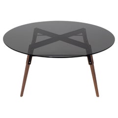 Ross Smoked Glass Coffee Table Walnut Black