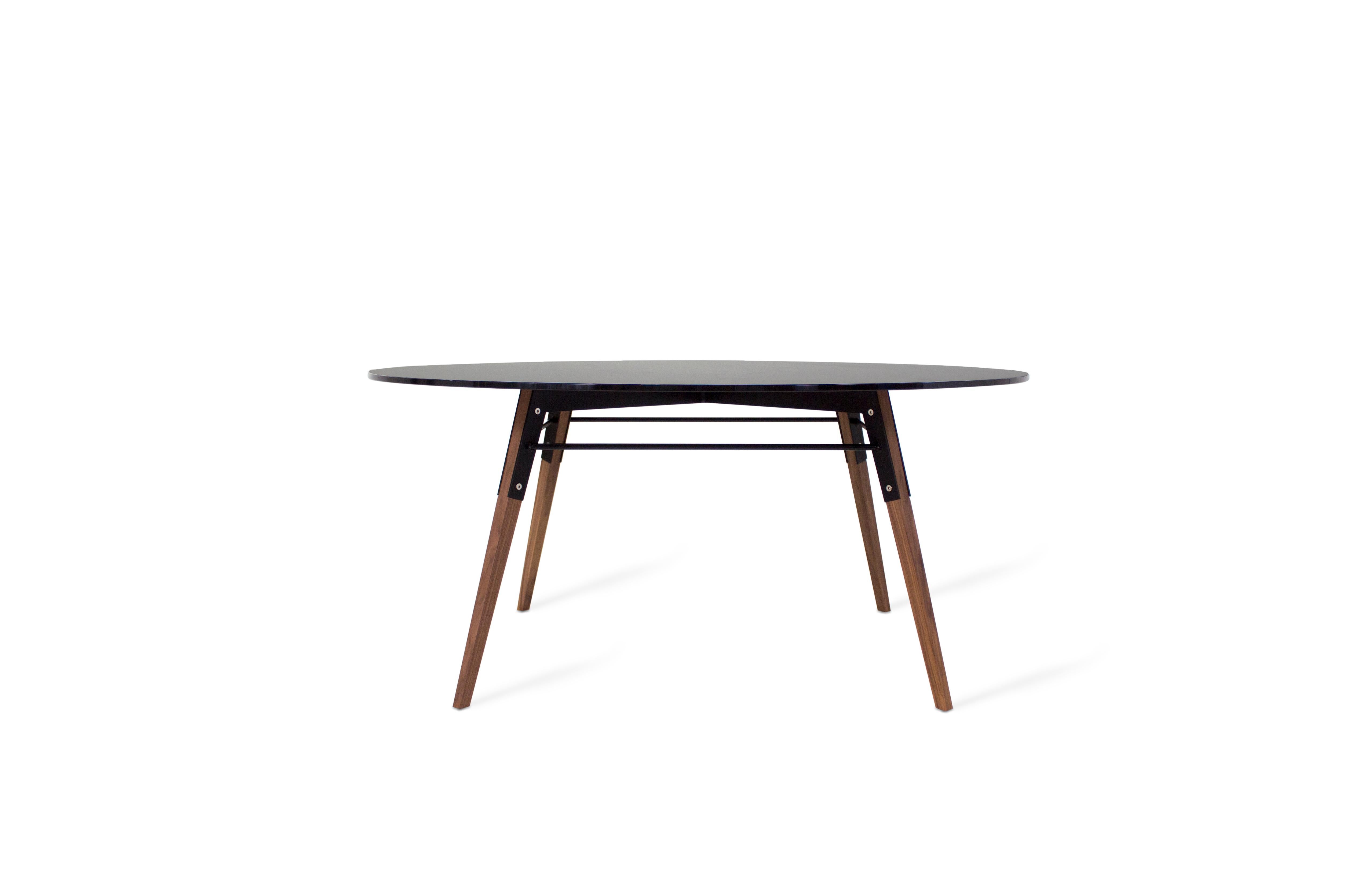 Modern Ross Smoked Glass Coffee Table Walnut Black For Sale
