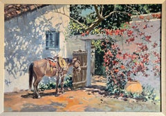 "DON ANTONIO'S GATE" CALIFORNIA, Bougainvillea, ADOBE MANSION. ARIZONA ARTIST