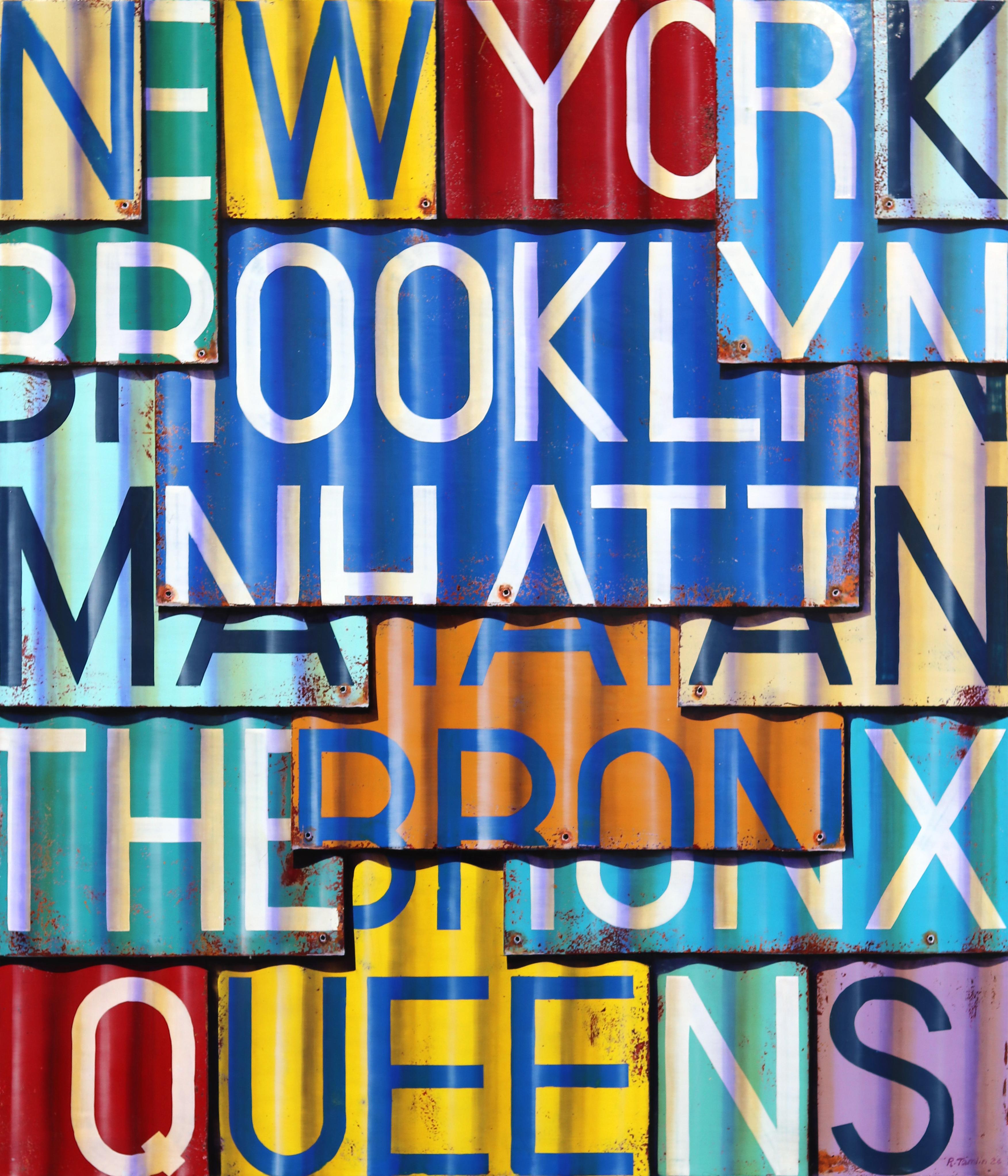 New York City – Fotorealistisches Gemälde in Öl und Emaille auf Leinwand – Mixed Media Art von Ross Tamlin