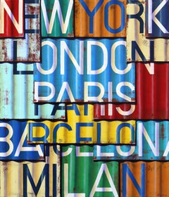 New York nach Mailand - Fotorealistisches Gemälde in Öl und Emaille auf Leinwand