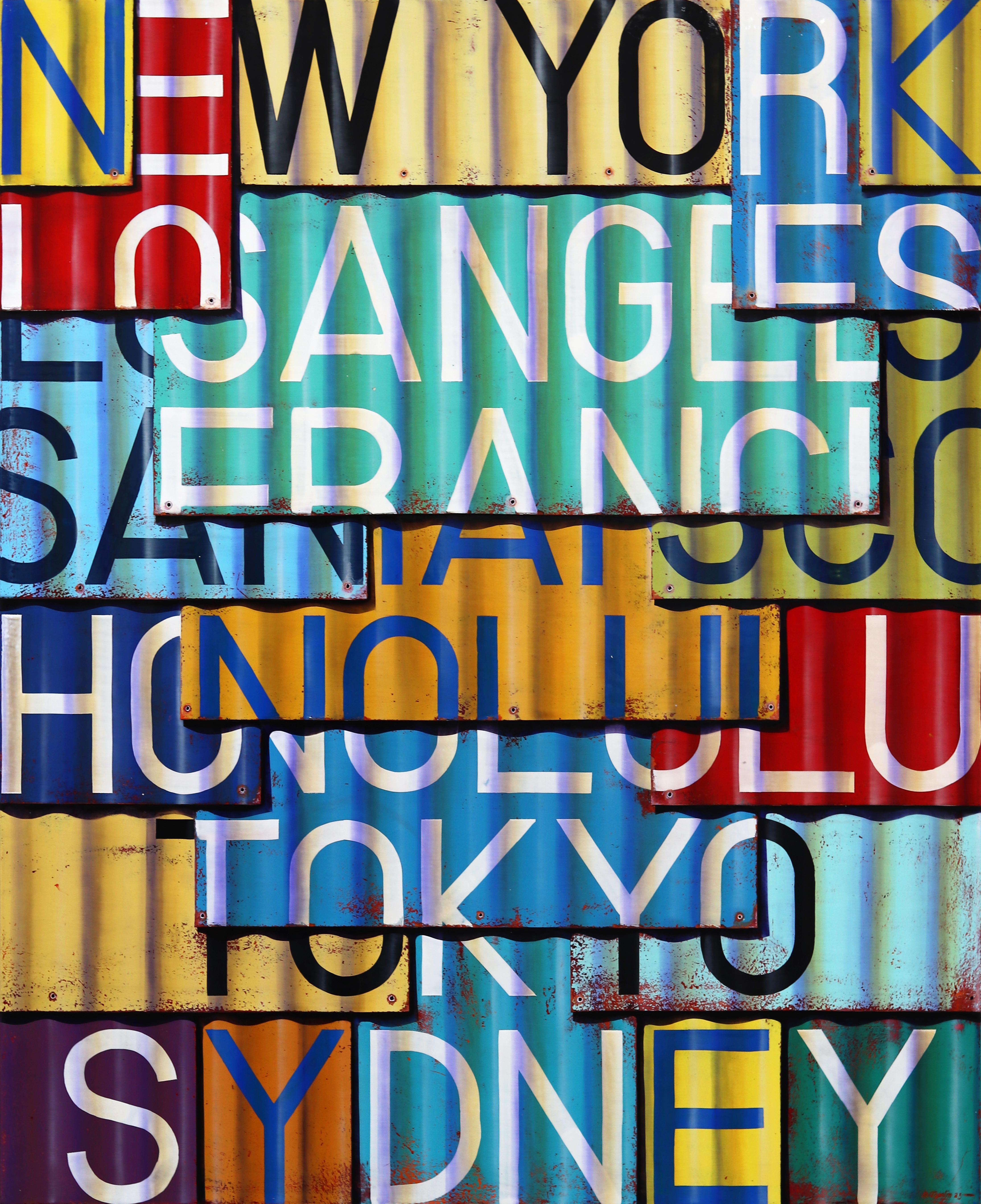 De Nueva York a Sydney vía LAX, SFO, HNL y TYO  - Pintura fotorrealista sobre lienzo
