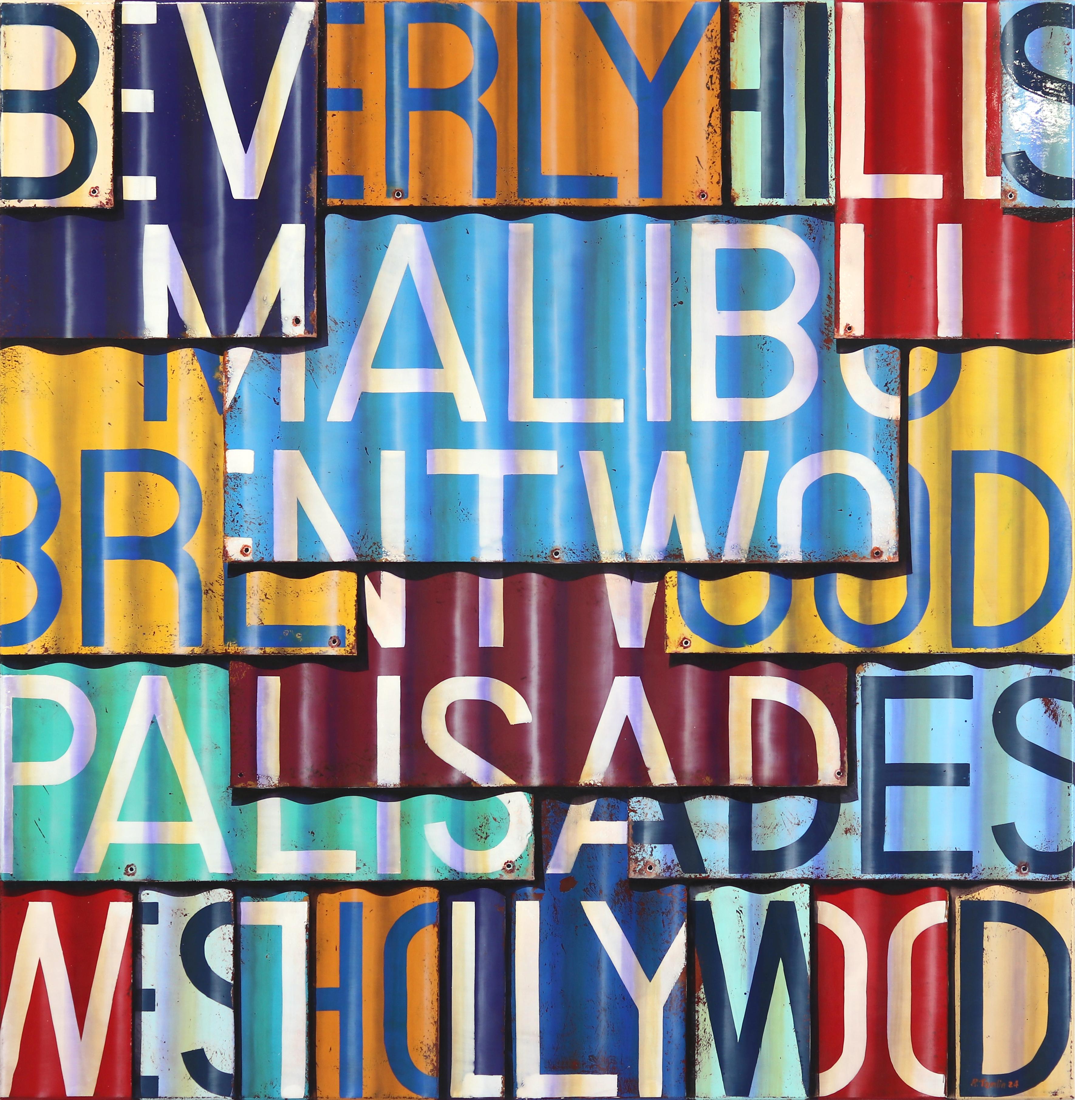 West Hollywood - Pintura fotorrealista al óleo y esmalte vibrante sobre lienzo - Mixed Media Art de Ross Tamlin
