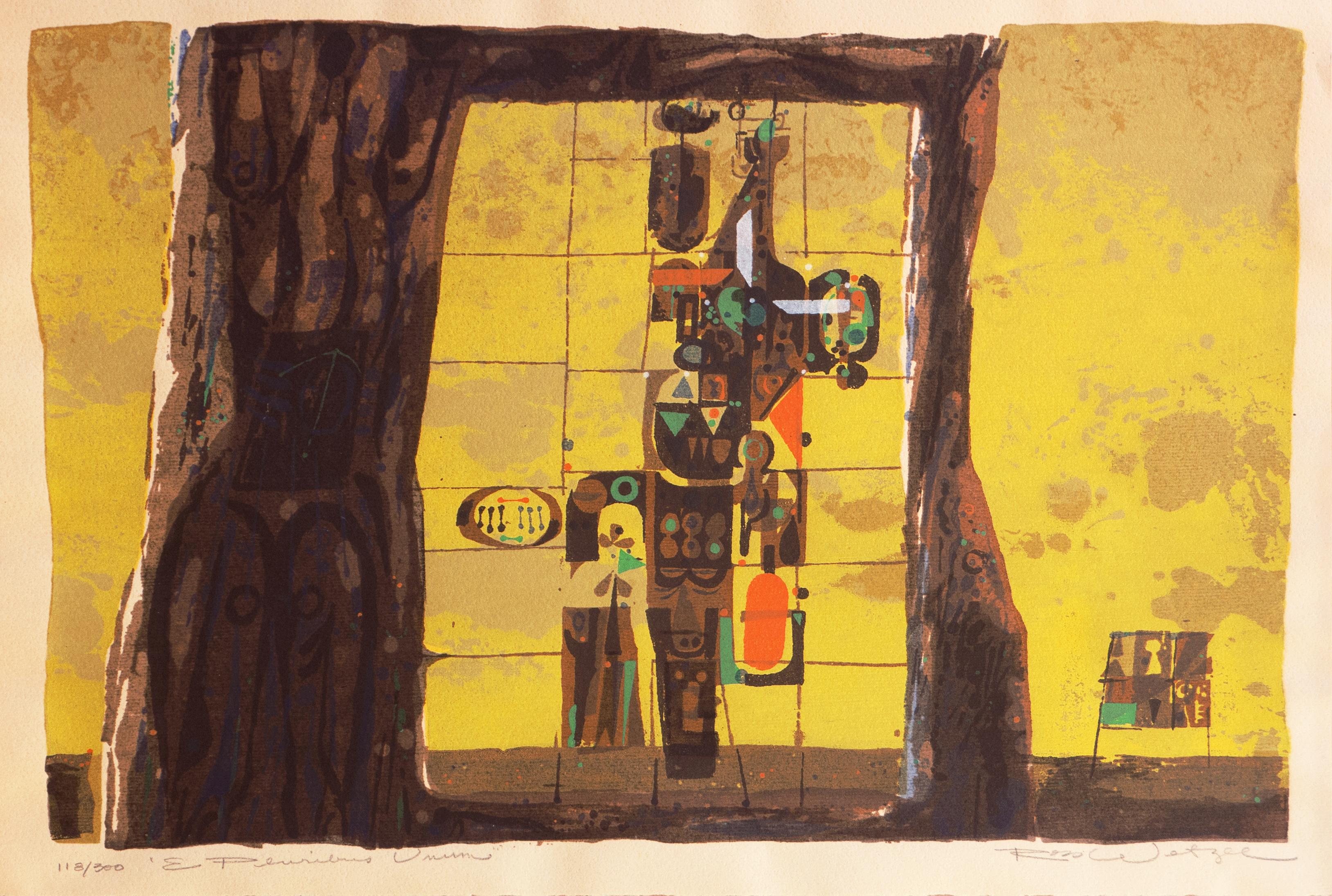 Ross Wetzel Abstract Print - 'E Pluribus Unum', Modernist Silk Screen, Walt Disney, San Miguel de Allende