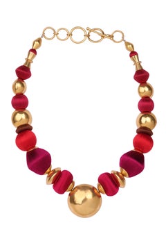 Rossa Grande Necklace in Silk, Bronze & 24k Vermeil Gold by Katerina Makriyianni