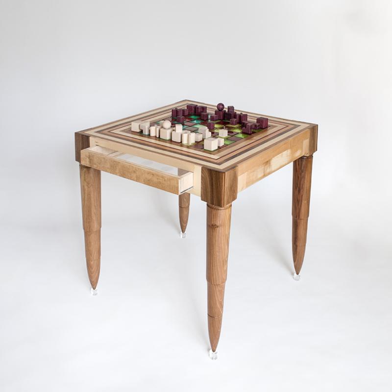 Italian Chaturanga Chess Table in Wood by Hillsideout