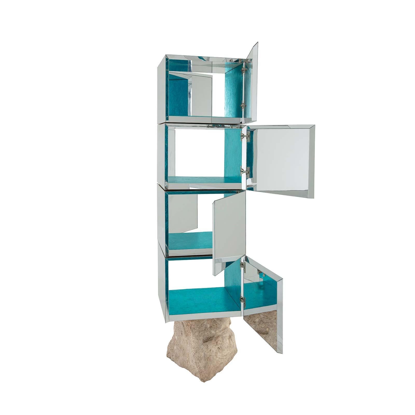 silver bookshelf