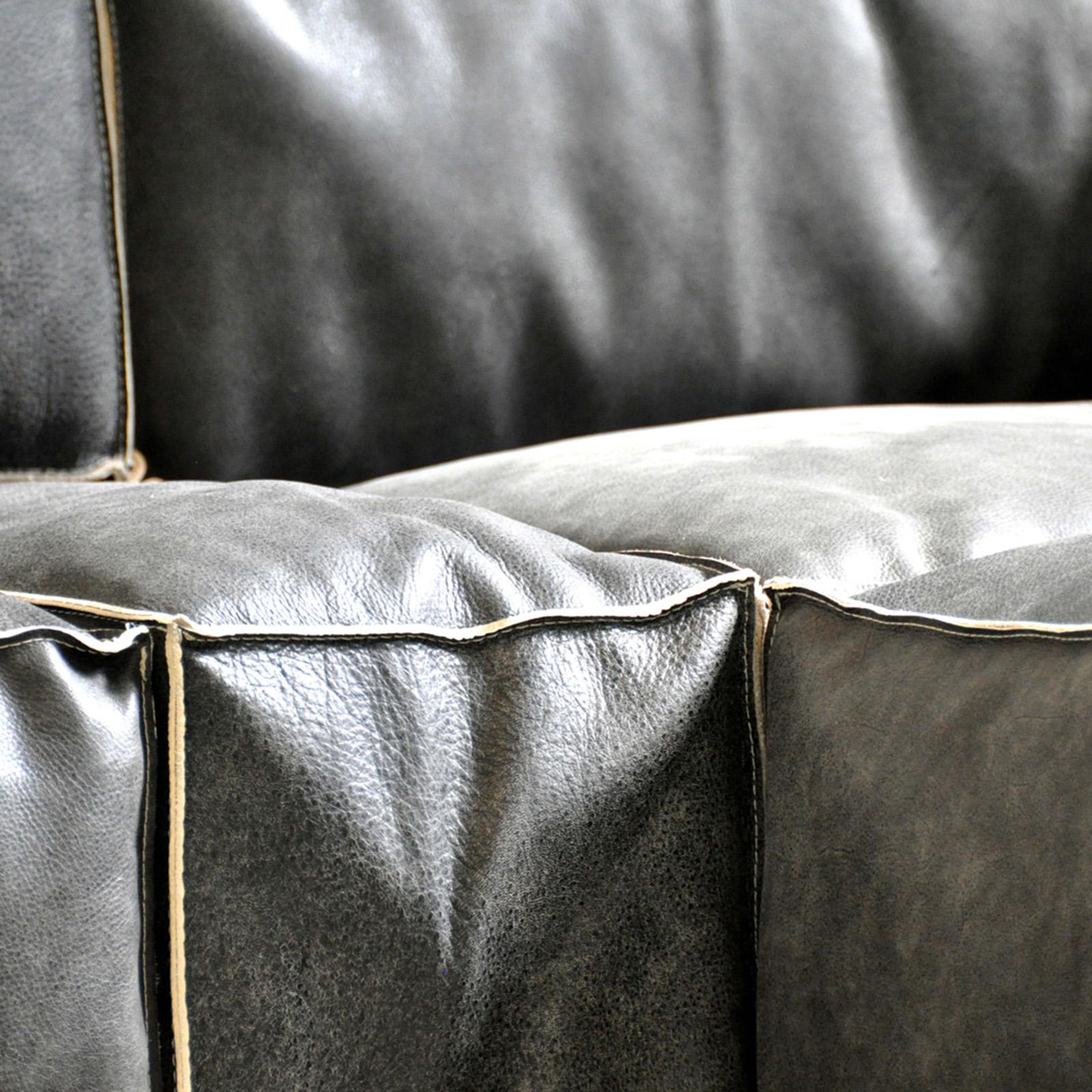 Italian Rossana Orlandi Raw Sofa in Leather and Steel by Matteo Casalegno